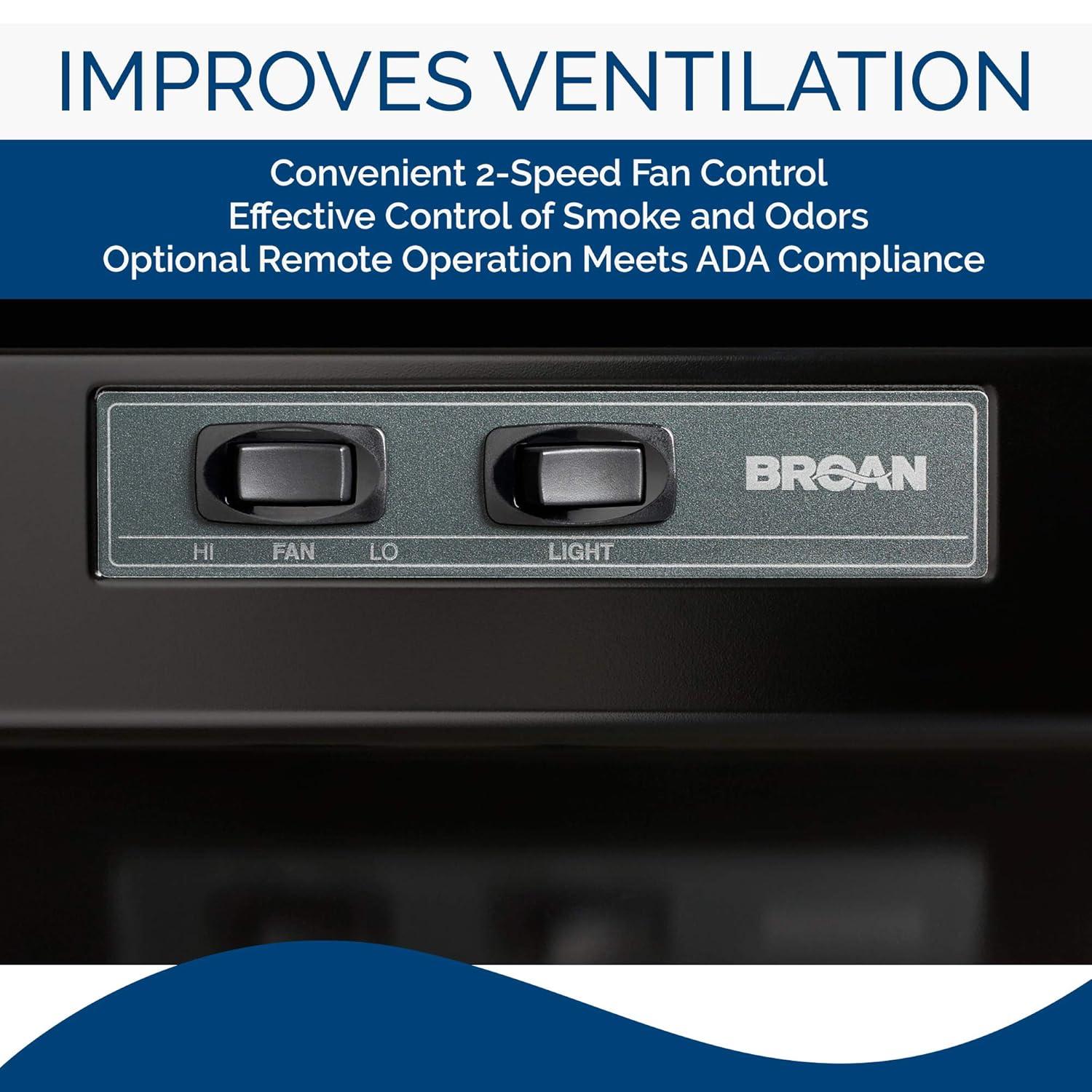 Broan 30" Black Under-Cabinet Range Hood with 2-Speed Fan