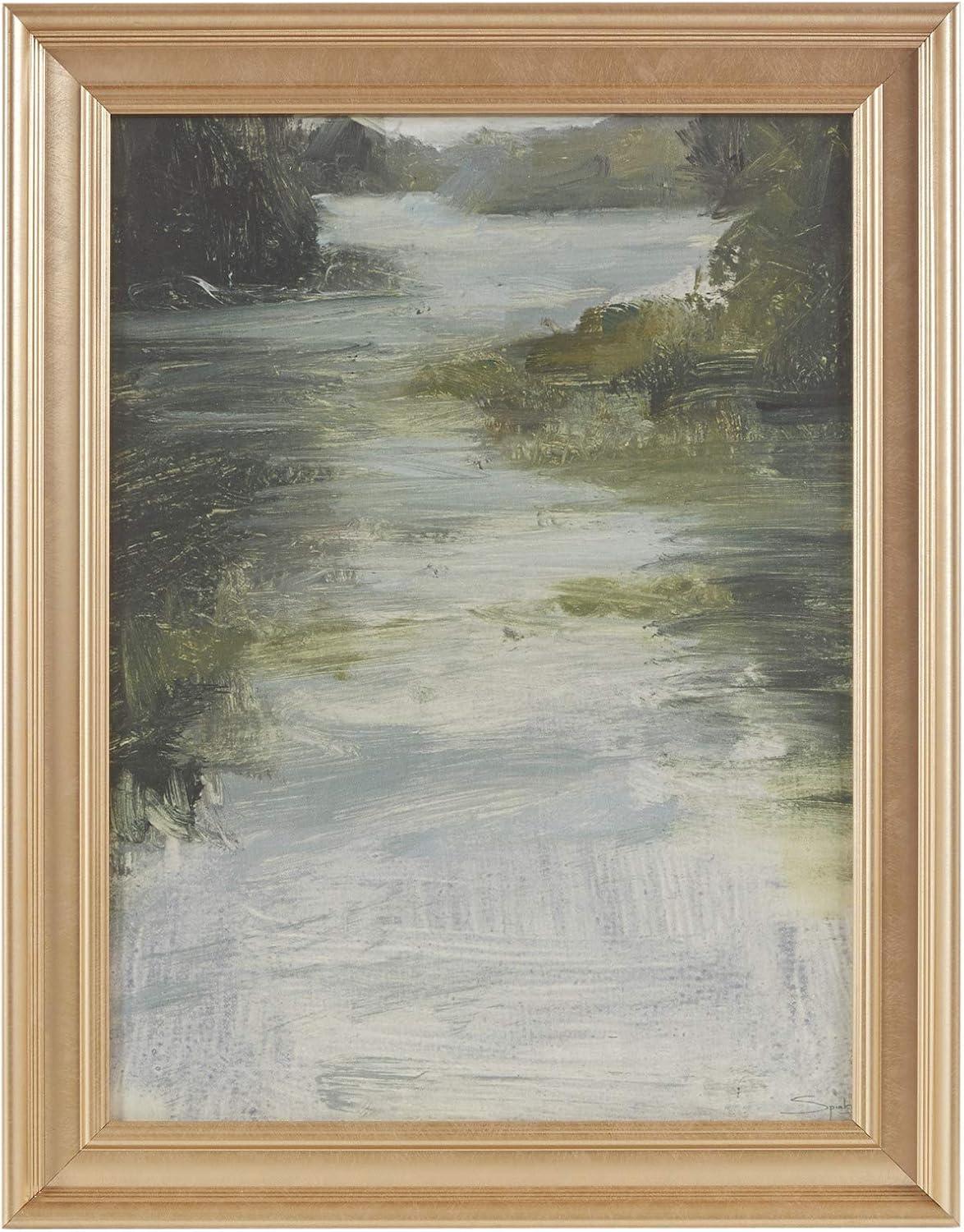 Martha Stewart Estuary Abstract Landscape Framed Glass Wall Art