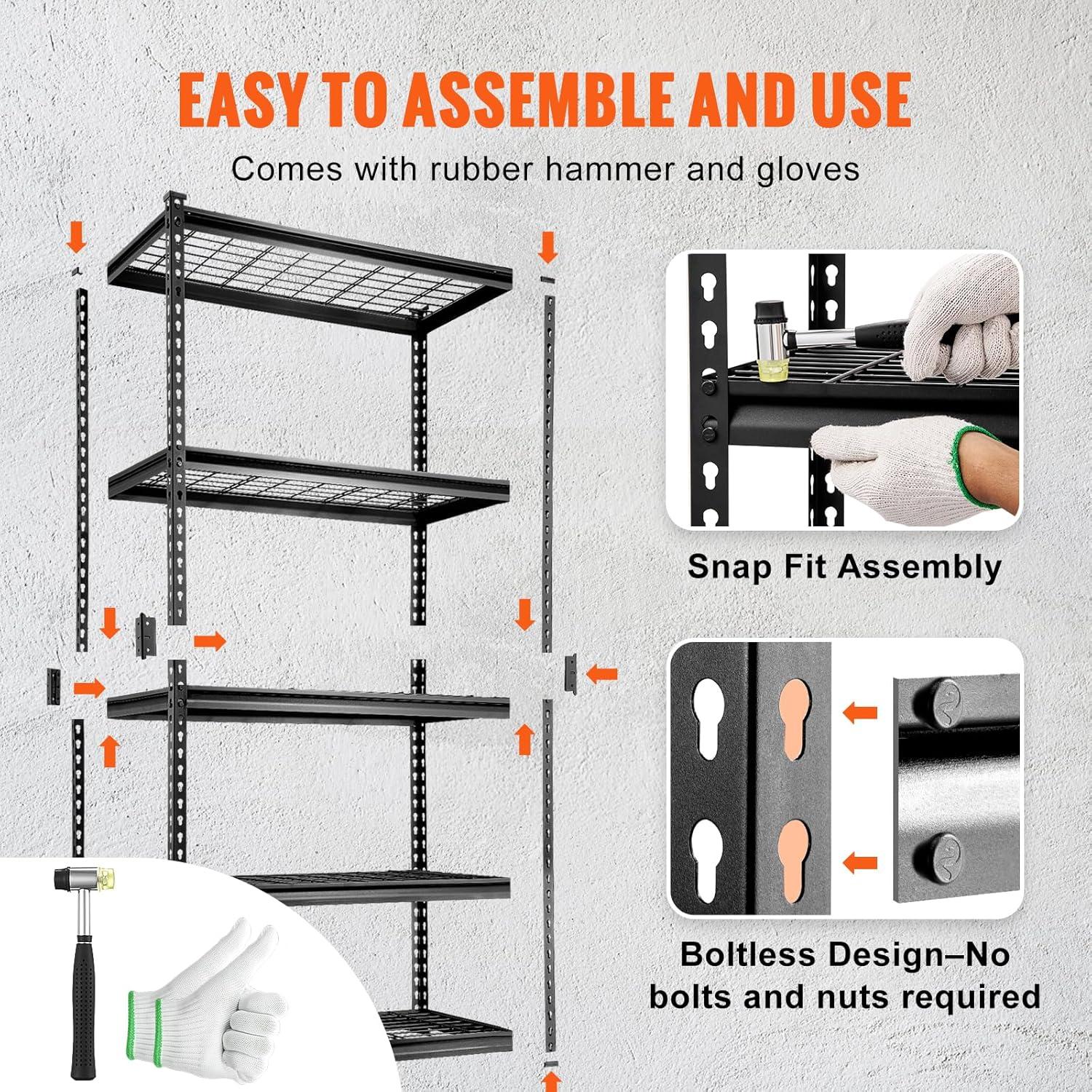 MOPHOTO 5-Tier Metal Storage Shelves - 36W x 16D x 72H Inches, Adjustable Garage Shelving, 1100 lb Total Capacity, 220 lb Per Shelf, Black