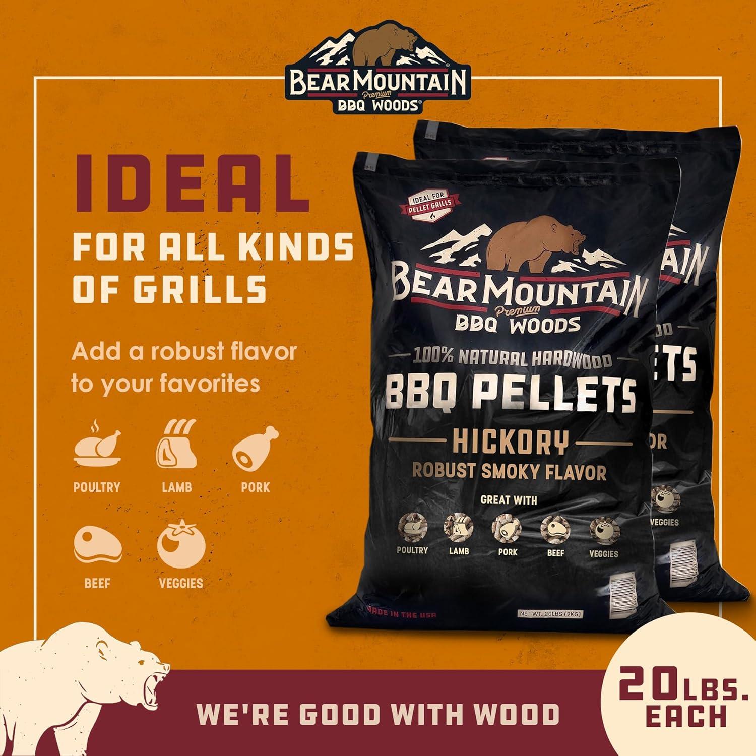 Bear Mountain BBQ Bear Mountain BBQ All-Natural Hardwood Hickory Smoker Pellets