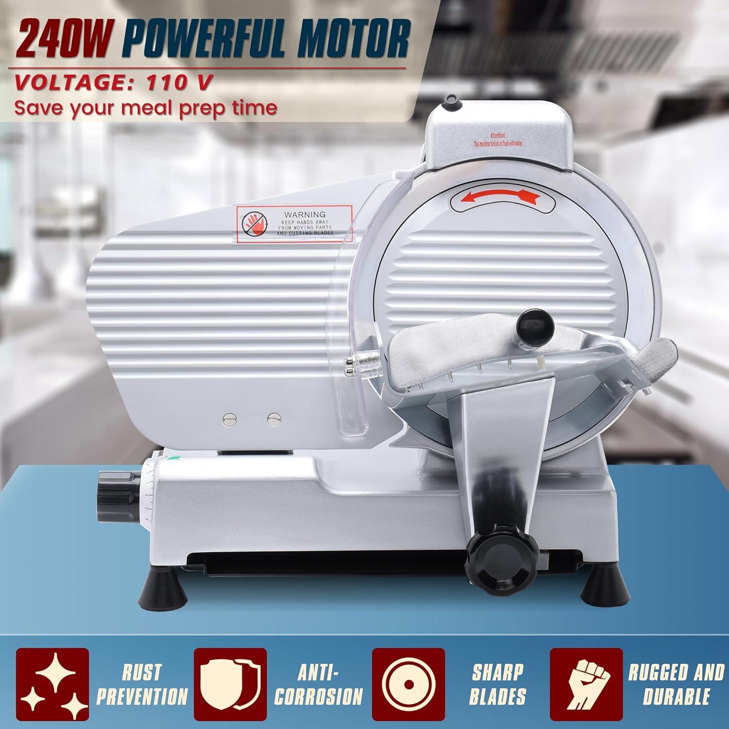 Fashionwu Fashionwu  Commercial Electric Meat Slicer 10" Food Cutter 240W Frozen Deli Slicer Machine