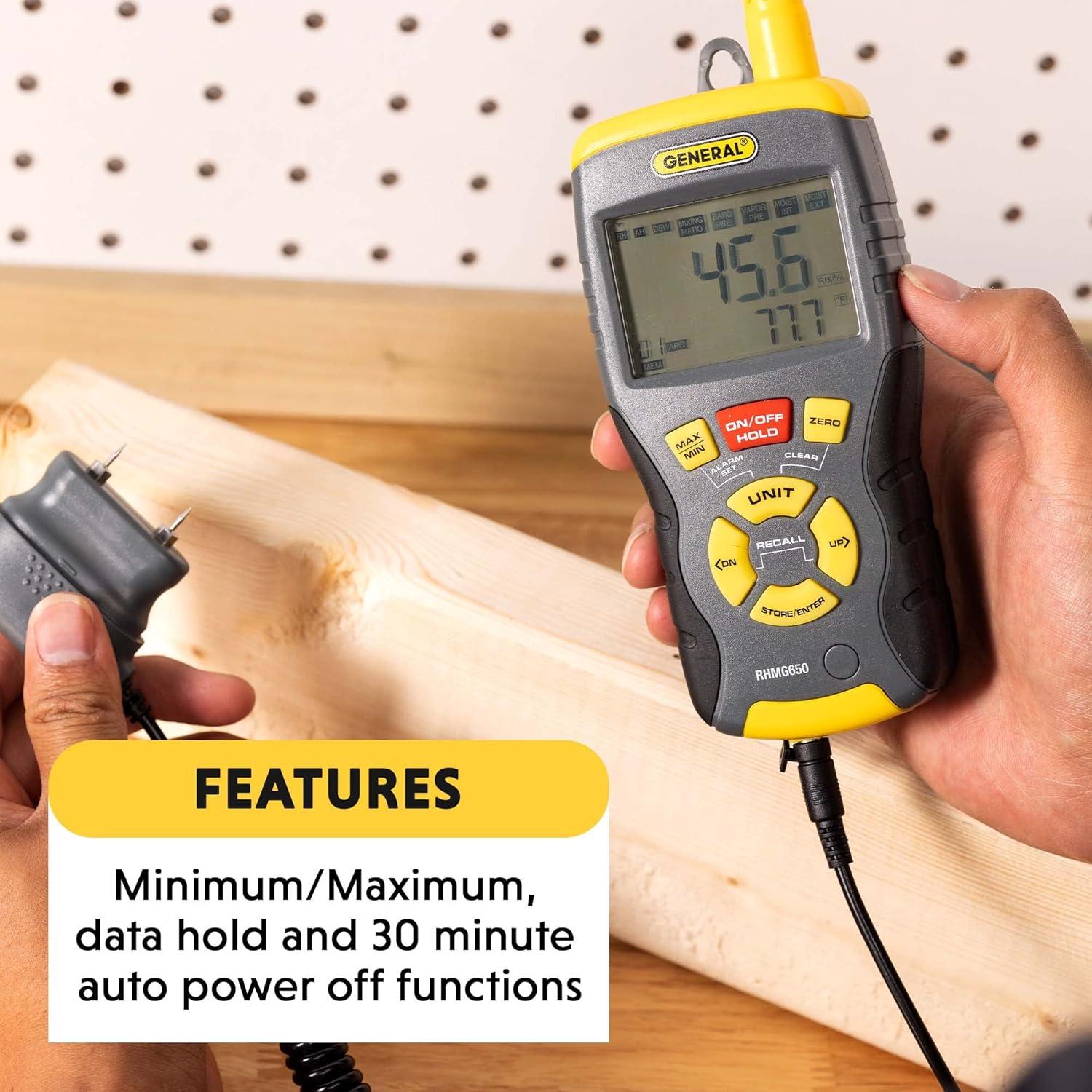 Digital LCD Thermo-Hygrometer with Pin/Pinless Moisture Meter