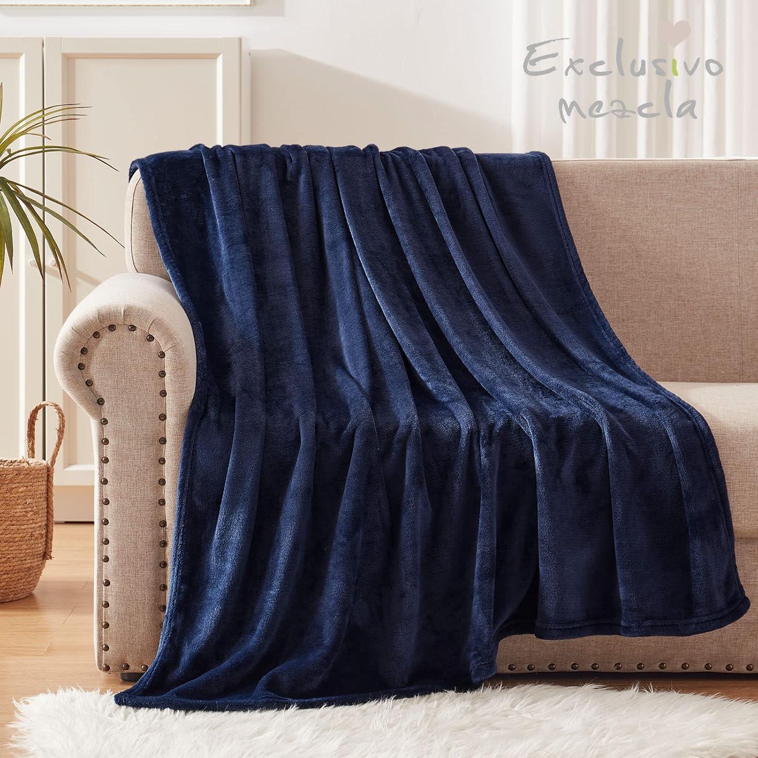 PAVILIA Luxury Fleece Blanket Throw for Bed, Soft Lightweight Plush Flannel Blanket for Sofa Couch