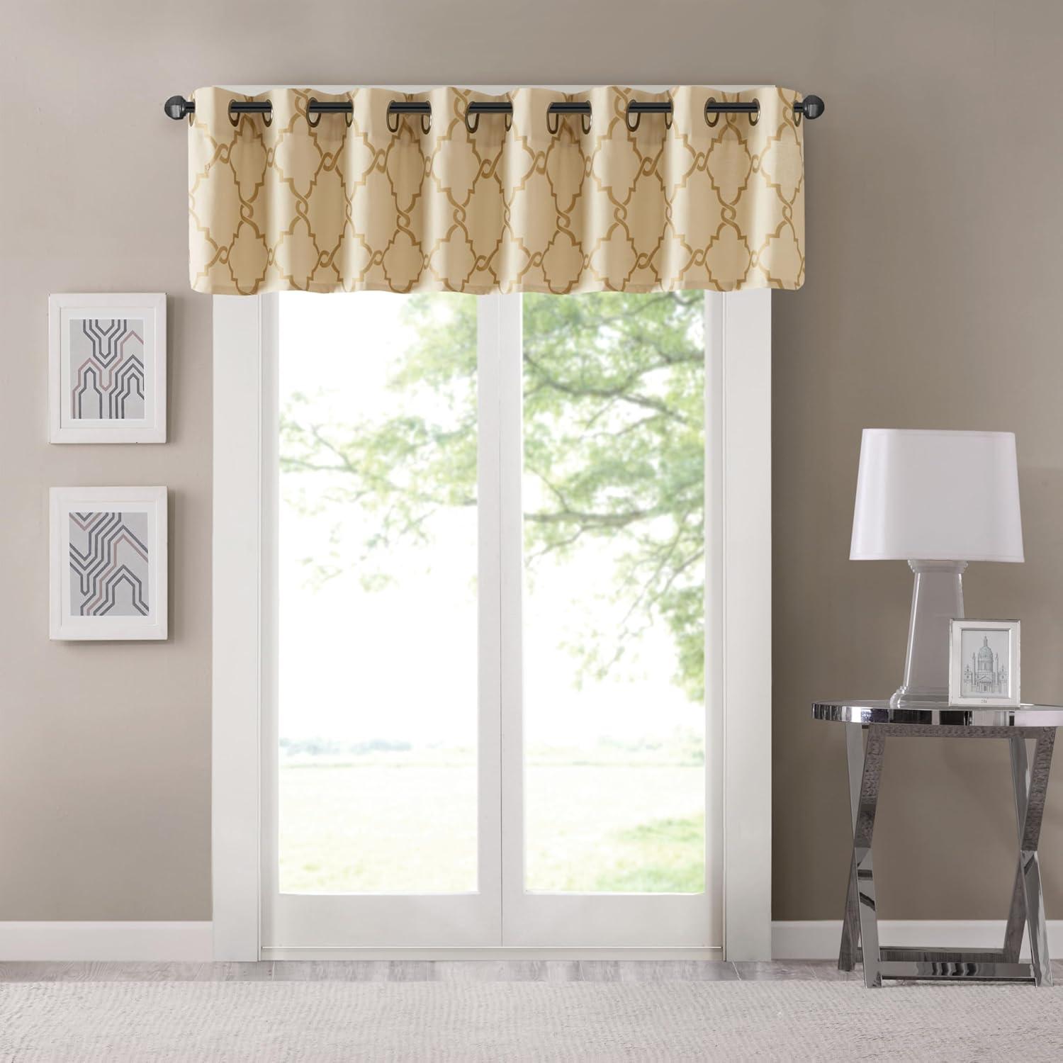 Madison Park Saratoga Fretwork Print Grommet Top Single Window Valance