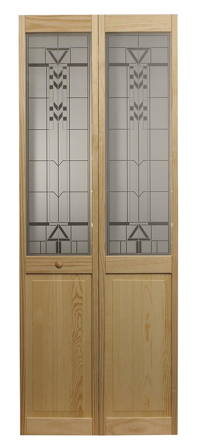 AWC Model 147 Sedona Glass Bifold Door 36"wide x 80"high Unfinished Pine