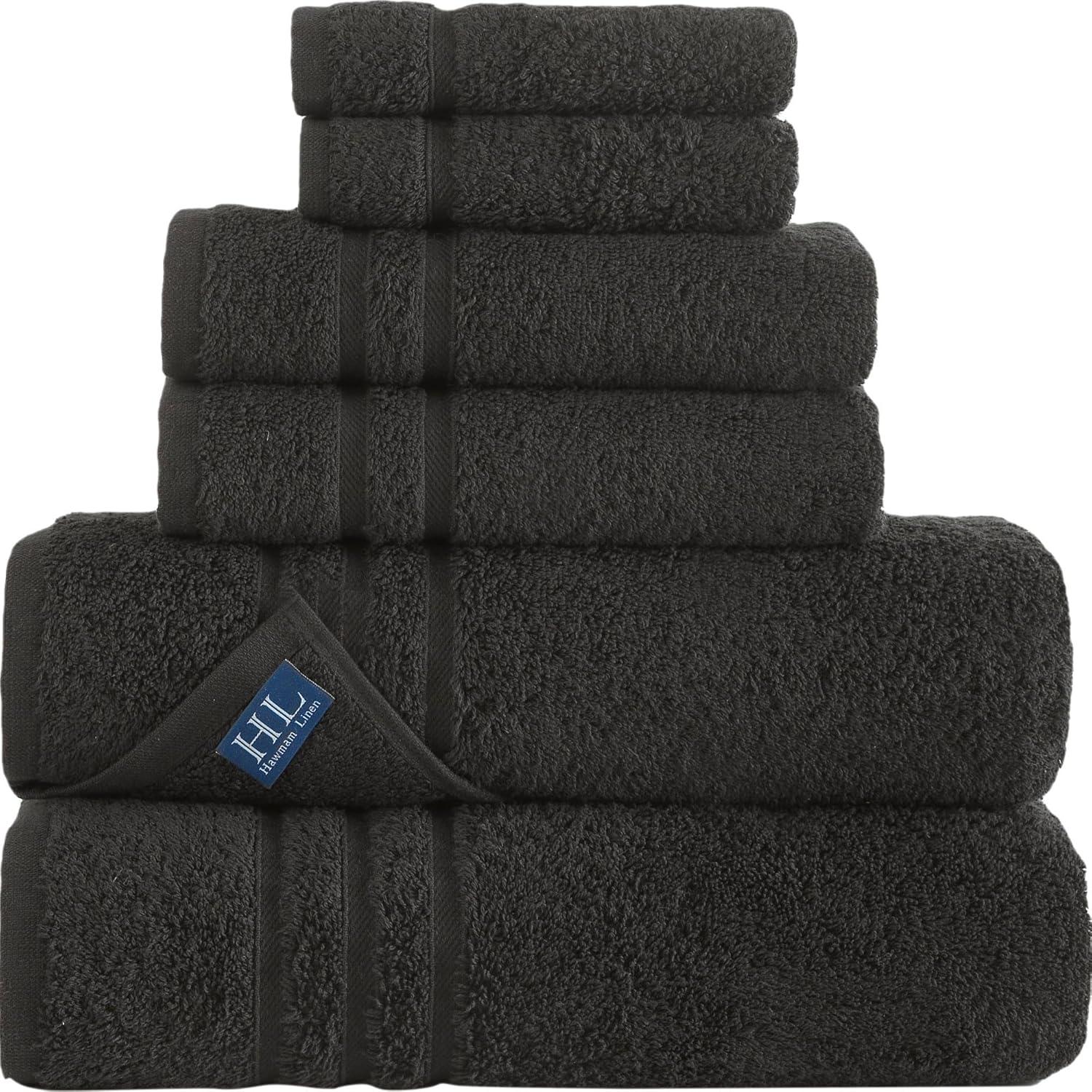Hawmam Linen Coral 6 Piece Bath Towels Set for Bathroom Original Turkish Cotton Soft, Absorbent 2 Bath Towels, 2 Hand Towels, 2 Washcloths