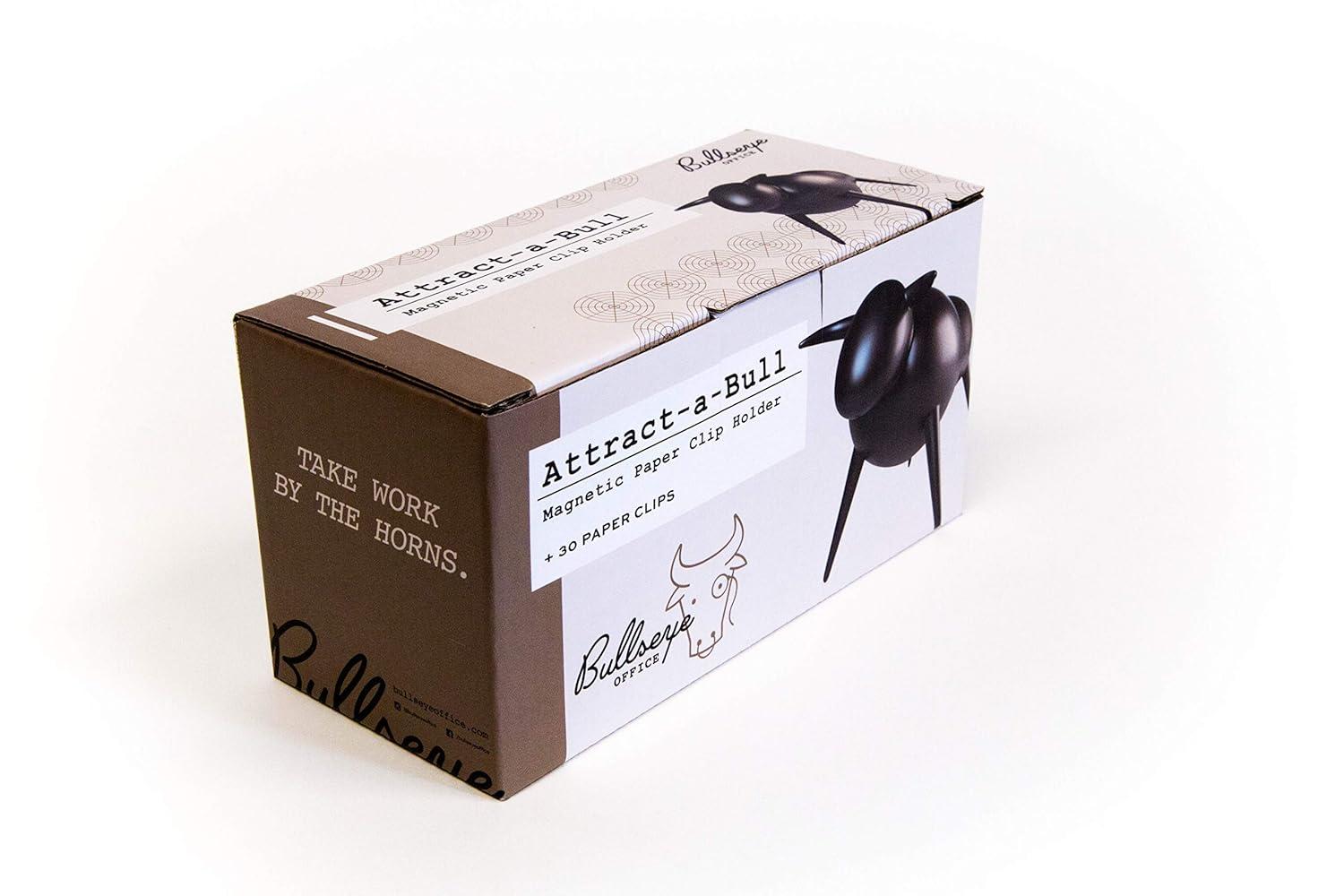 Magnetic Bull Paperclip Holder - Funny Office Desk Accessories, Secure Magnetic Paper Clip Holder, Holds Staples, Paper Clips, Bobby Pins, AND MORE, Fun Magnetic Desk Organizer