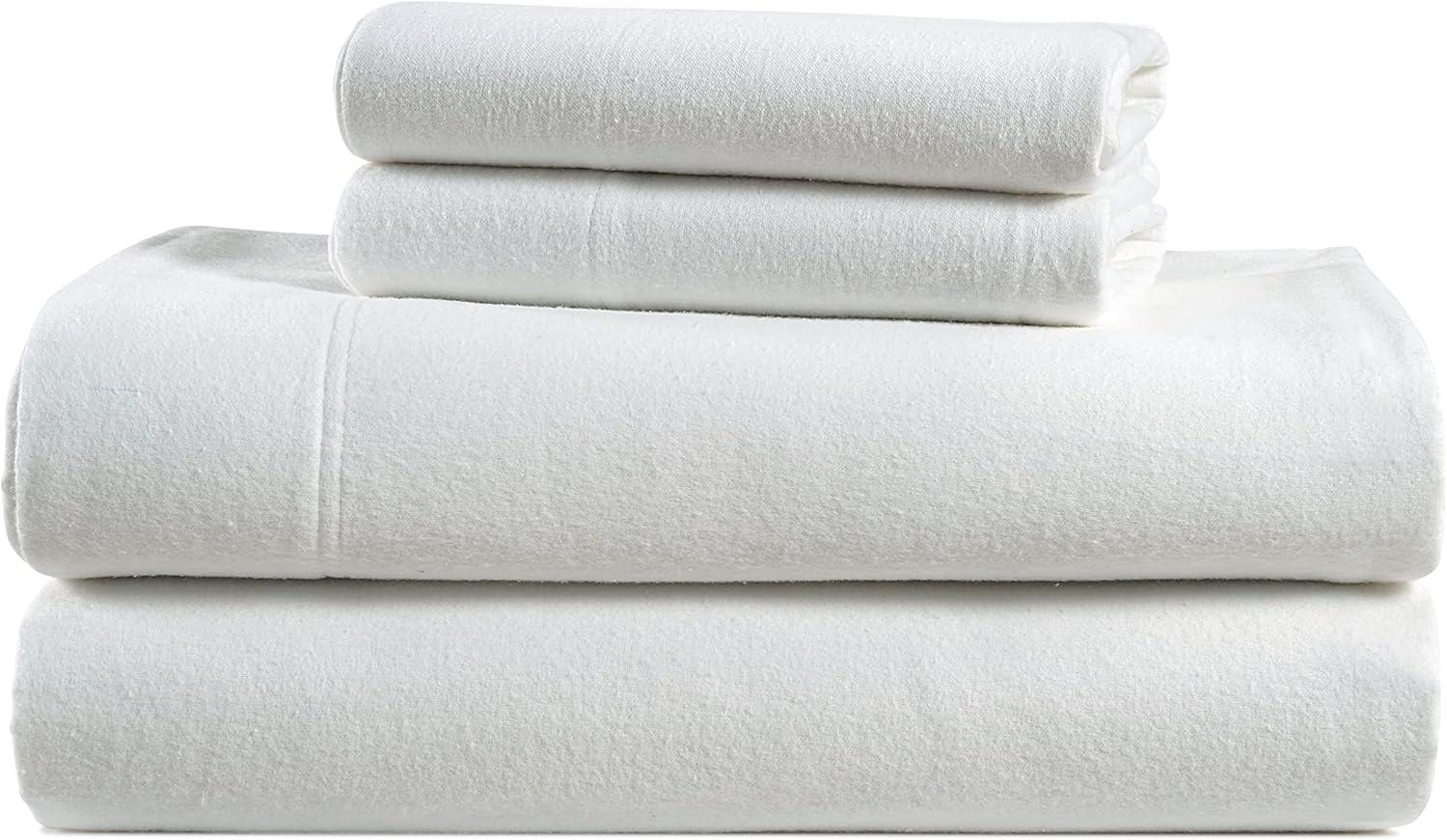 Twin Solid Flannel Sheet Set White - Eddie Bauer