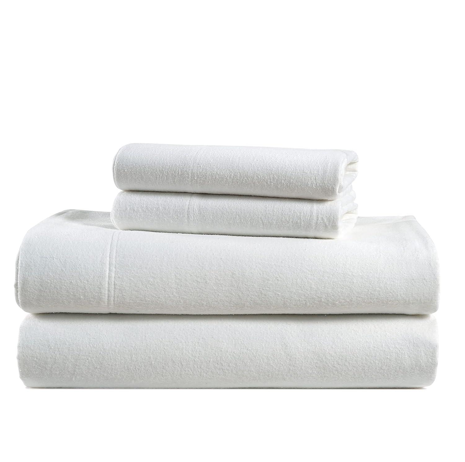 Twin Solid Flannel Sheet Set White - Eddie Bauer