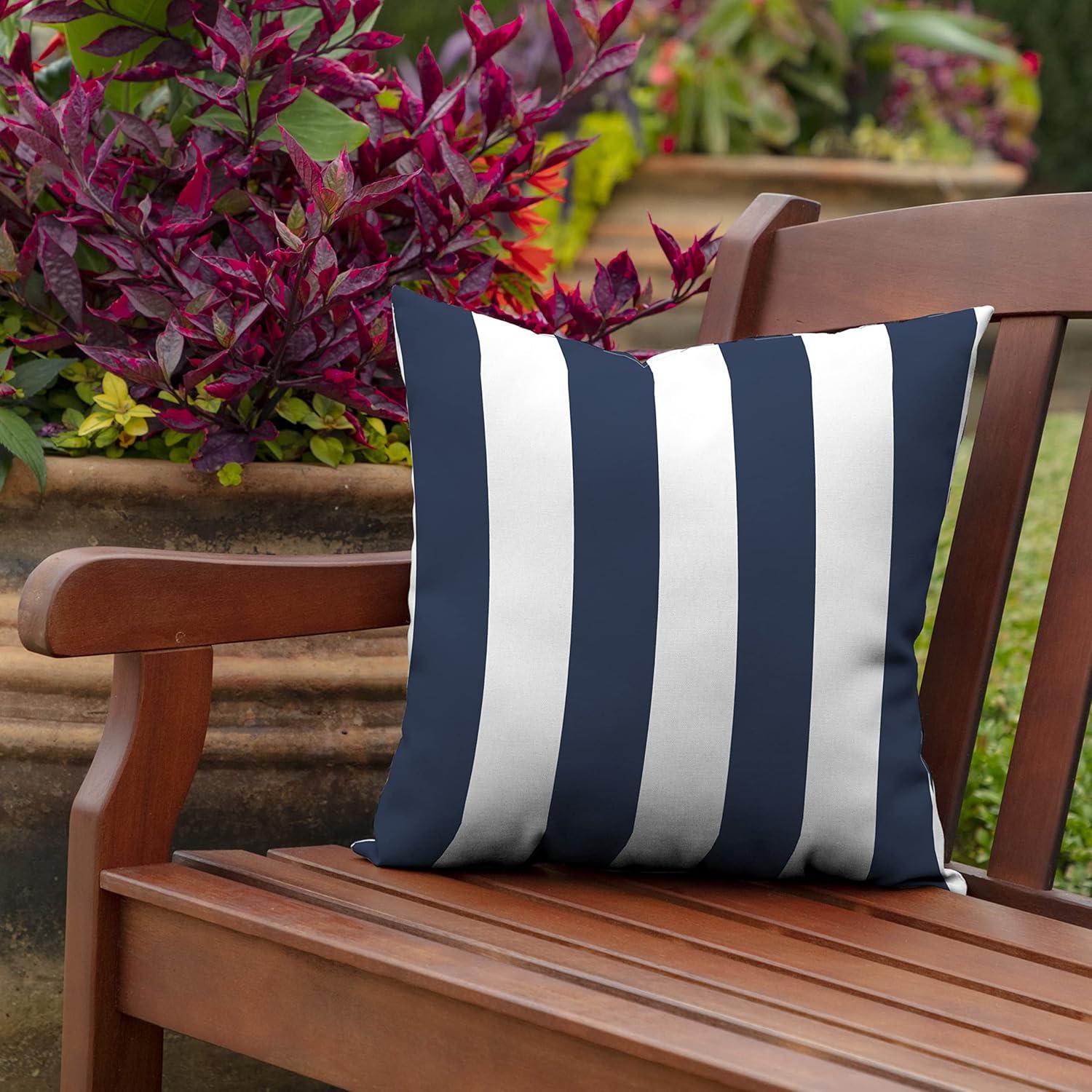 Arden Selections Essentials Outdoor Pillow 16 x 16, Sapphire Blue Cabana Stripe