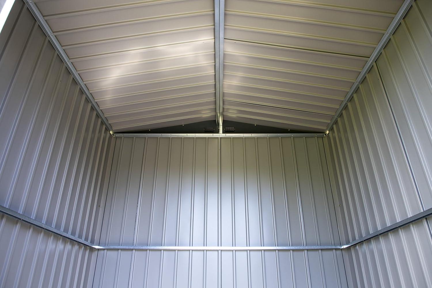 Elite 8' x 6' Gray Steel Storage Shed with Swing Doors