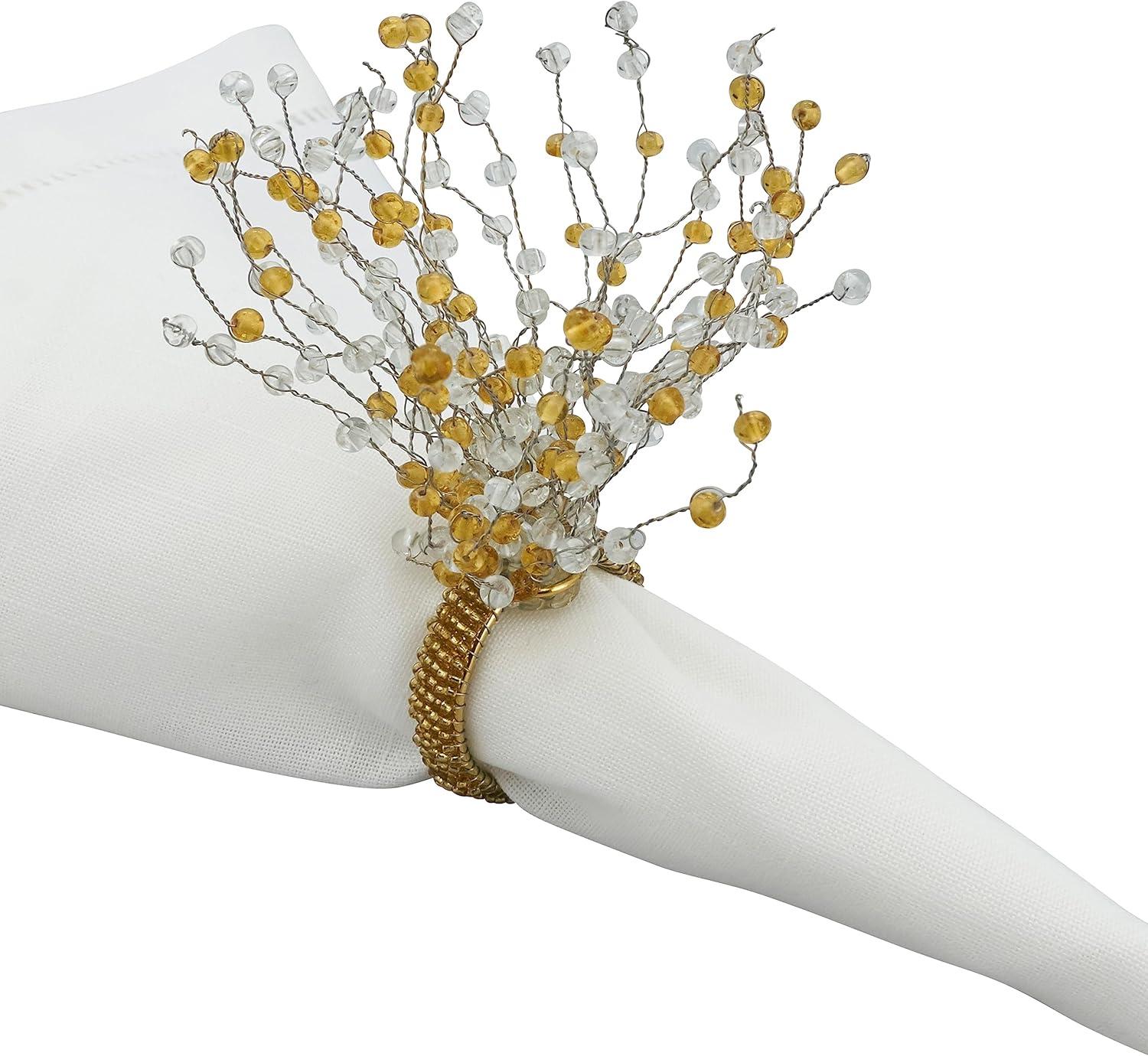 Saro Beaded Design Napkin Ring (Set of 4)