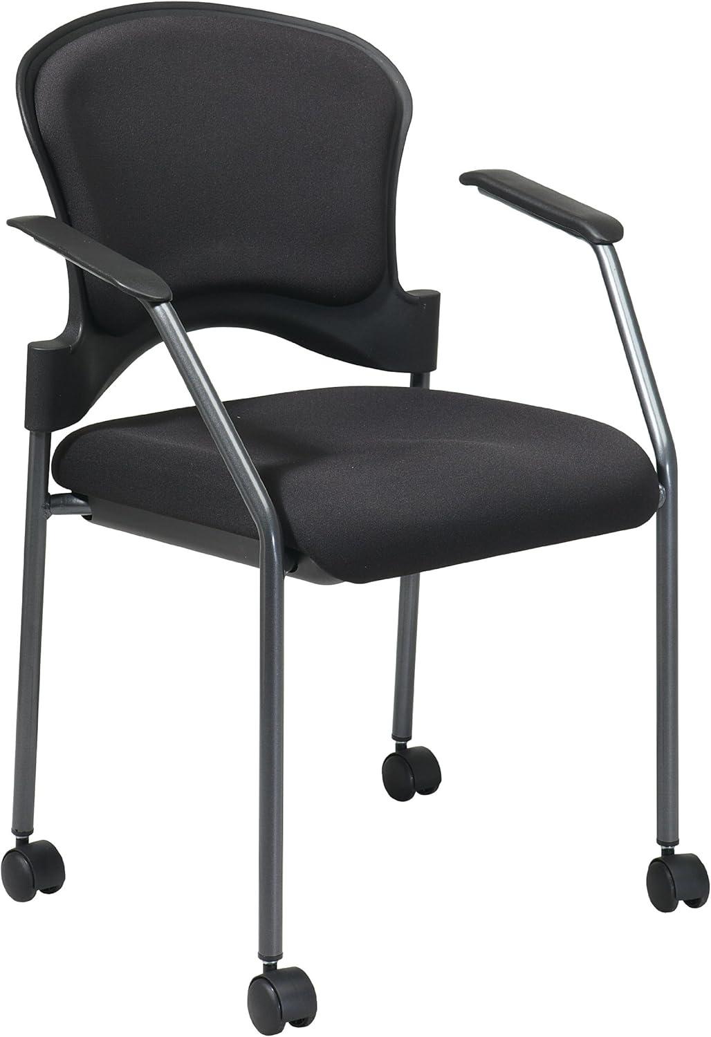 Black Mesh Fabric Office Visitor Chair with Casters