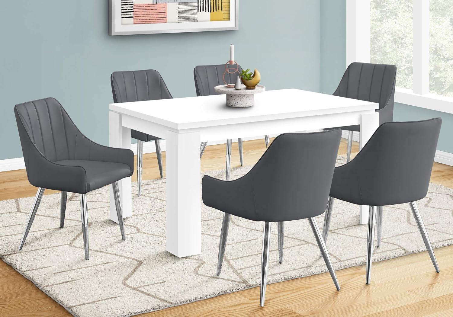 Monarch Specialties Dining Table 60" Rectangular Kitchen Dining Room White Laminate Contemporary Modern