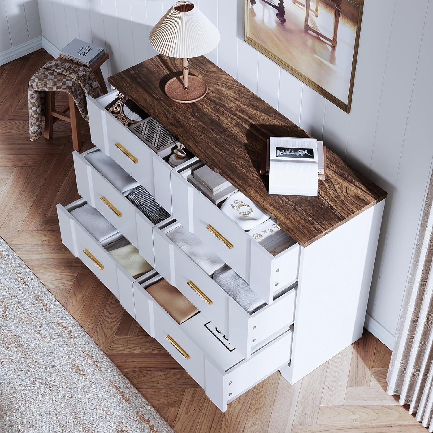 Ebern Designs Farmhouse Cherry Red Curved Tall 4 Drawers Dresser for Bedroom, 4 Chest of Drawers for Closet