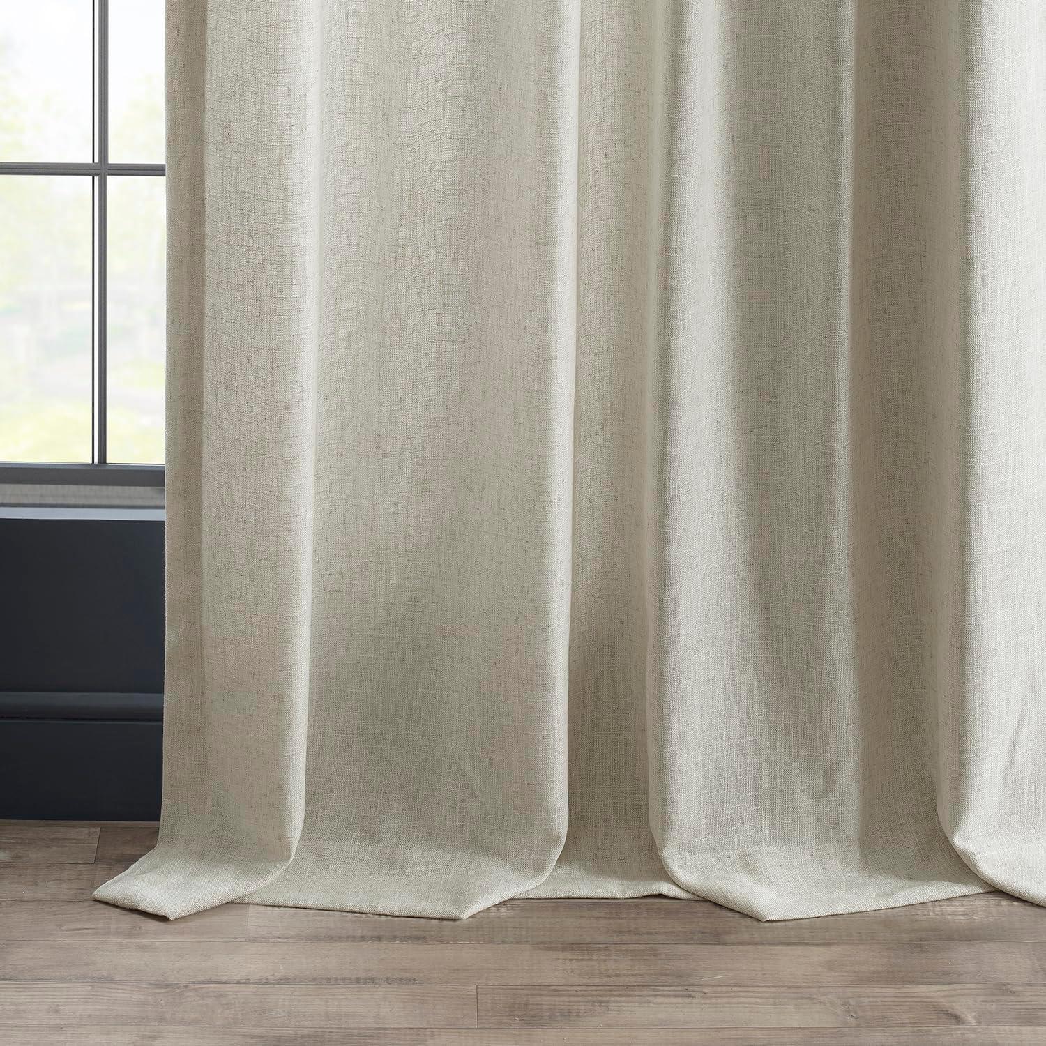 Malted Cream Heavy Faux Linen Curtain (1 Panel), Malted Cream, 50W X 108L