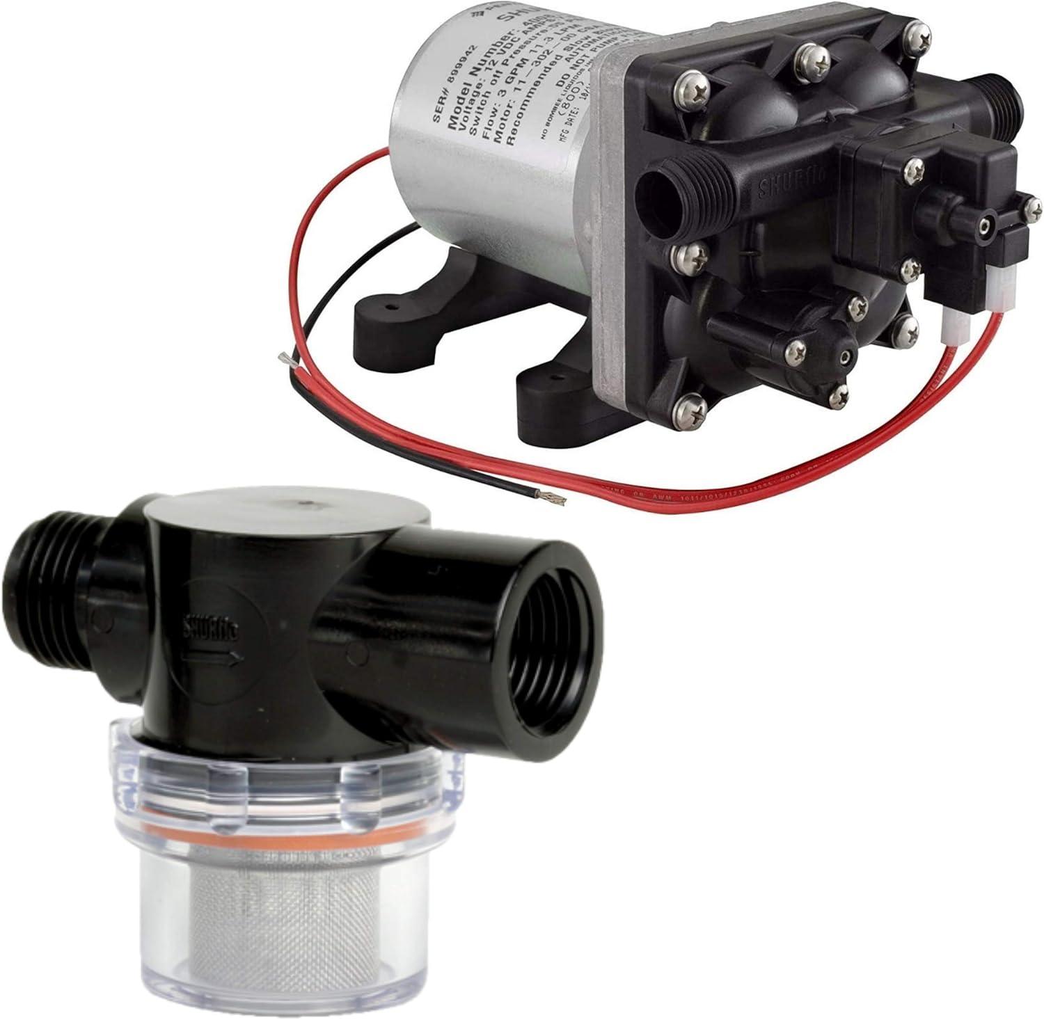 Shurflo 12V RV Water Pump with Twist-On Strainer Bundle