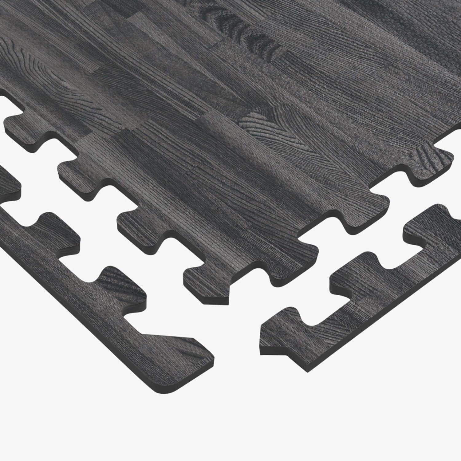 Dark Wood Grain Interlocking Foam Floor Tiles, 24" x 24"