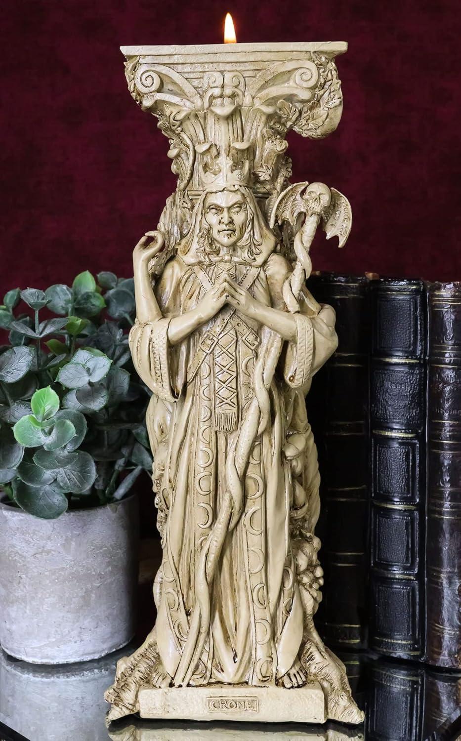 Atlantic Collectibles Triple Goddess Maiden Expectant Mother & Crone Pagan Worship Decorative Candle Holder Figurine 10"H