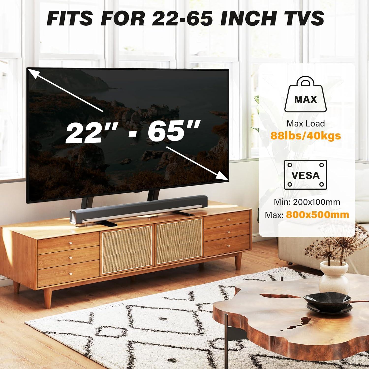 5Rcom TV Stand Mount, Universal TV Stand Tabletop for 22 to 65 inch Plasma LCD LED Flat Screen TVs, Strong TV Legs Holds up to 88lbs, Height Adjustable TV Base, Max VESA 800 x 500mm