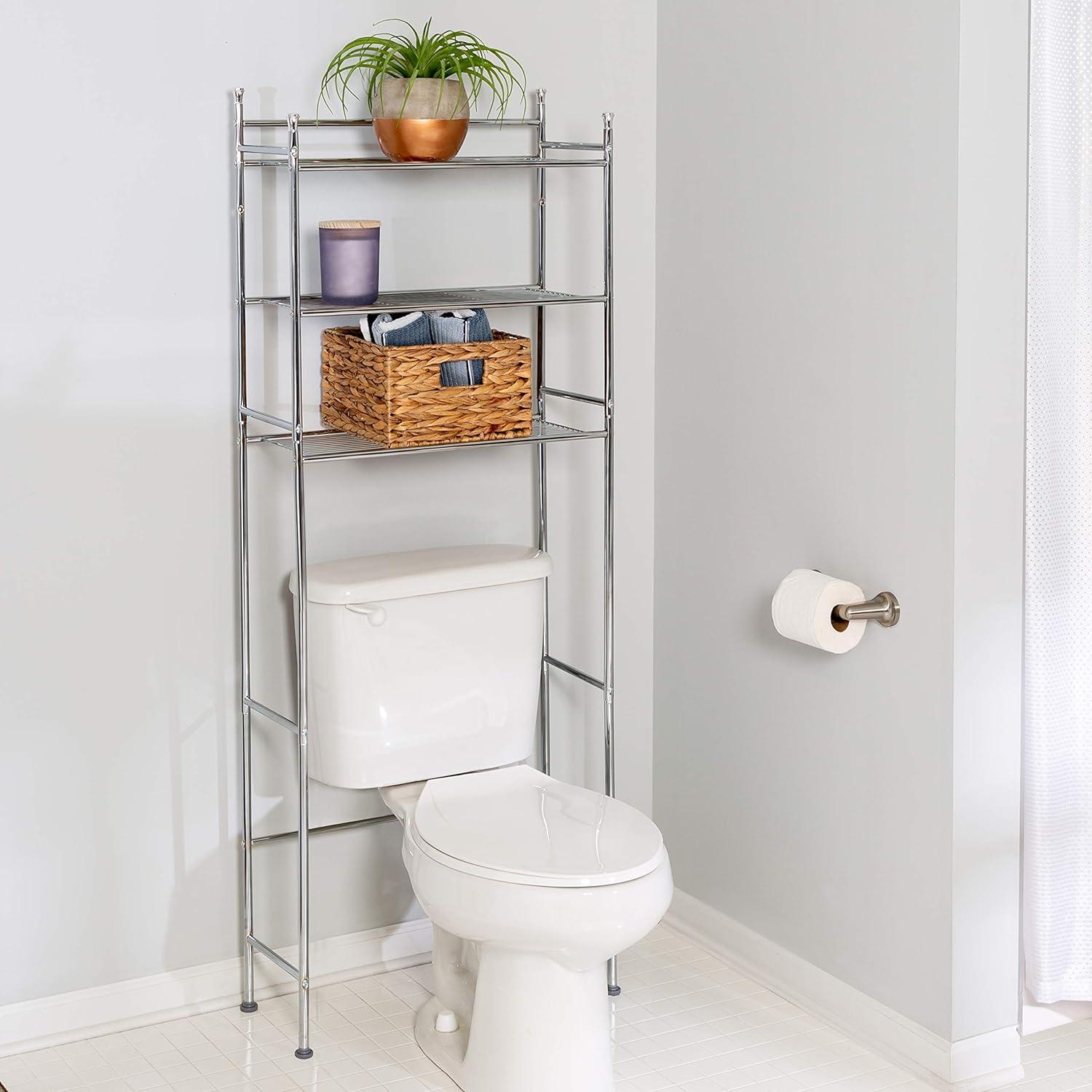 Chrome 3-Tier Over-the-Toilet Bathroom Storage Shelf