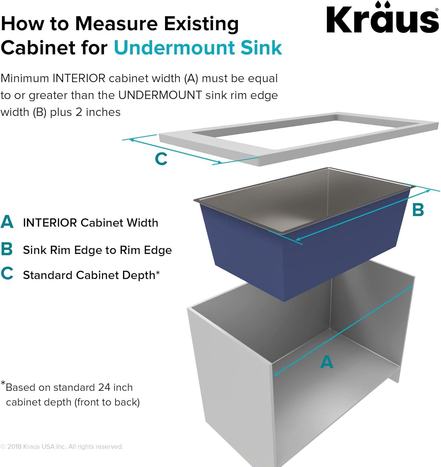 KRAUS Pax™ Zero-Radius 24-inch L 18 Gauge Undermount Single Bowl Stainless Steel Laundry and Utility Sink