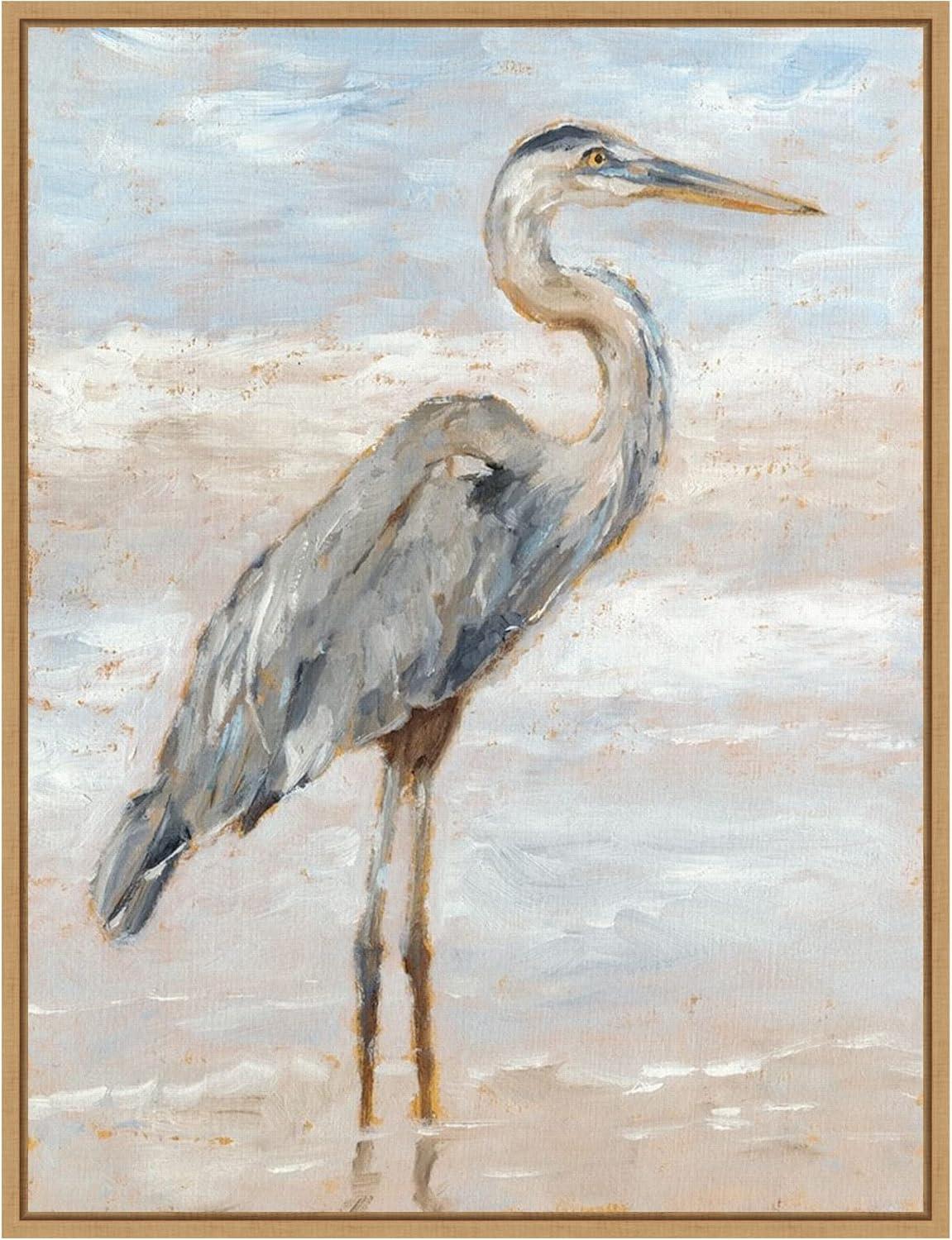 Amanti Art Beach Heron I by Ethan Harper Framed Canvas Wall Art Print