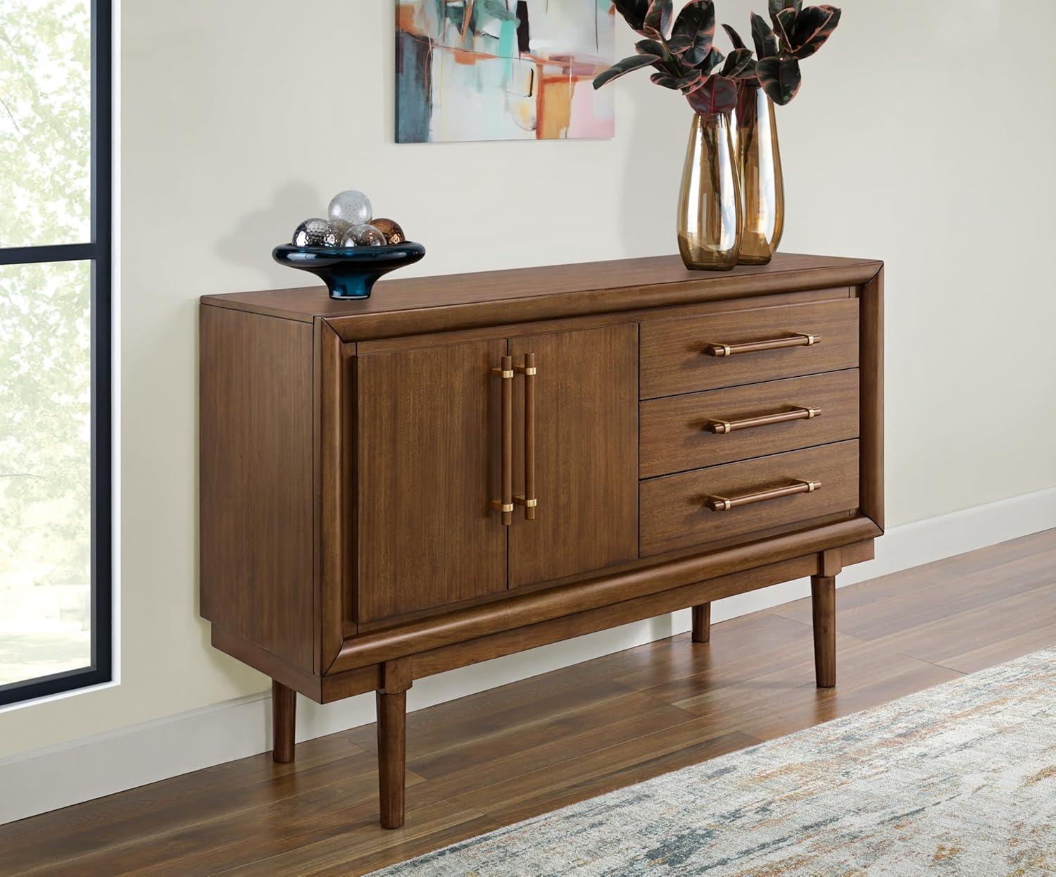 Mid-Century Modern Brown Wood 3-Drawer Sideboard