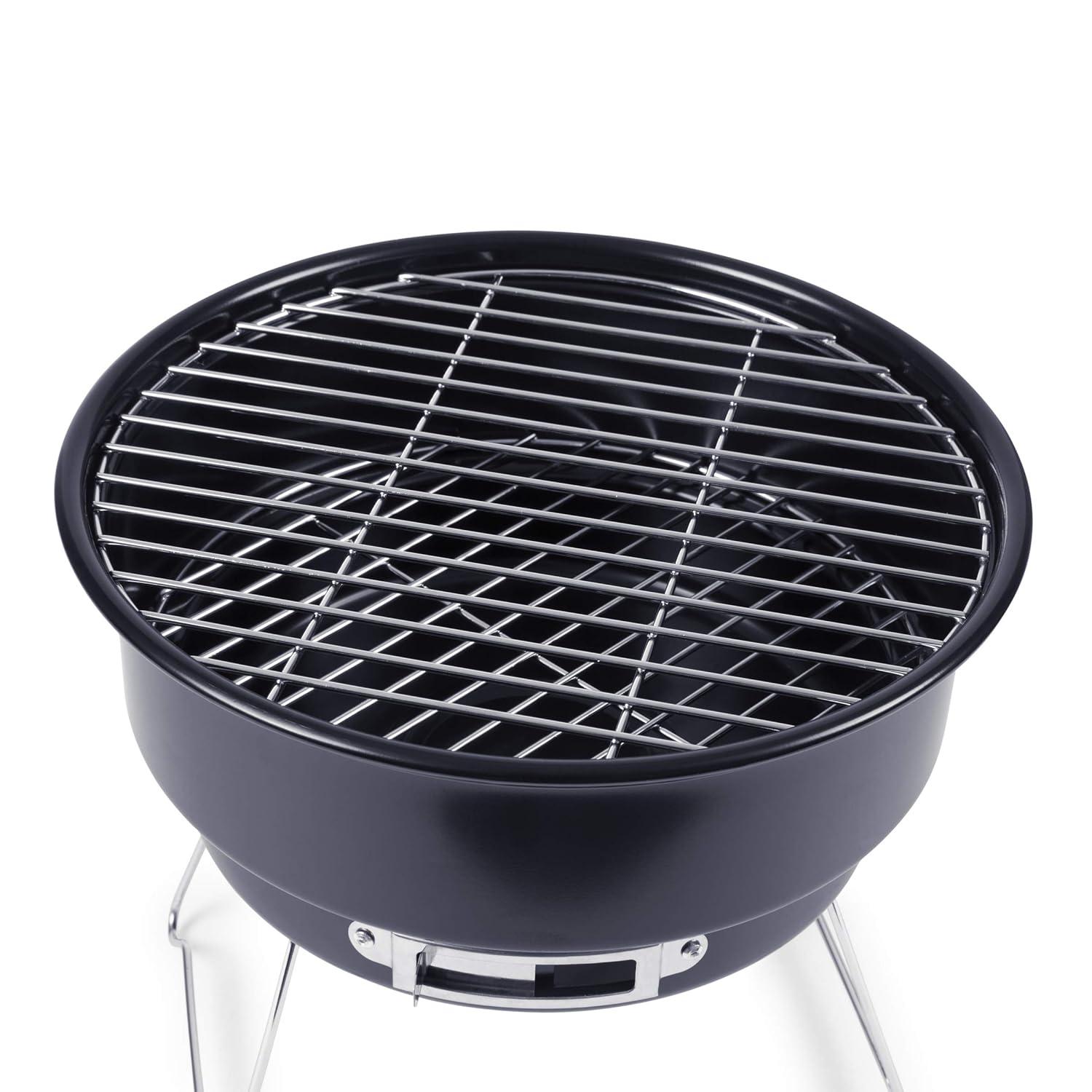 10 in.Caliente Round Portable Cooler/Charcoal Grill in Black