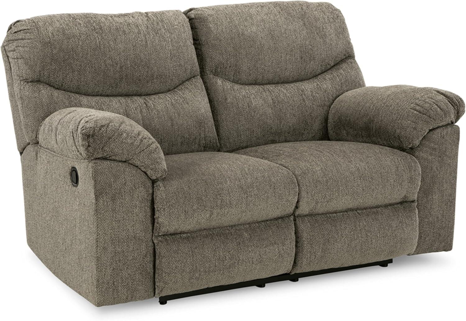 Putty Fabric Manual Reclining Loveseat with Metal Frame