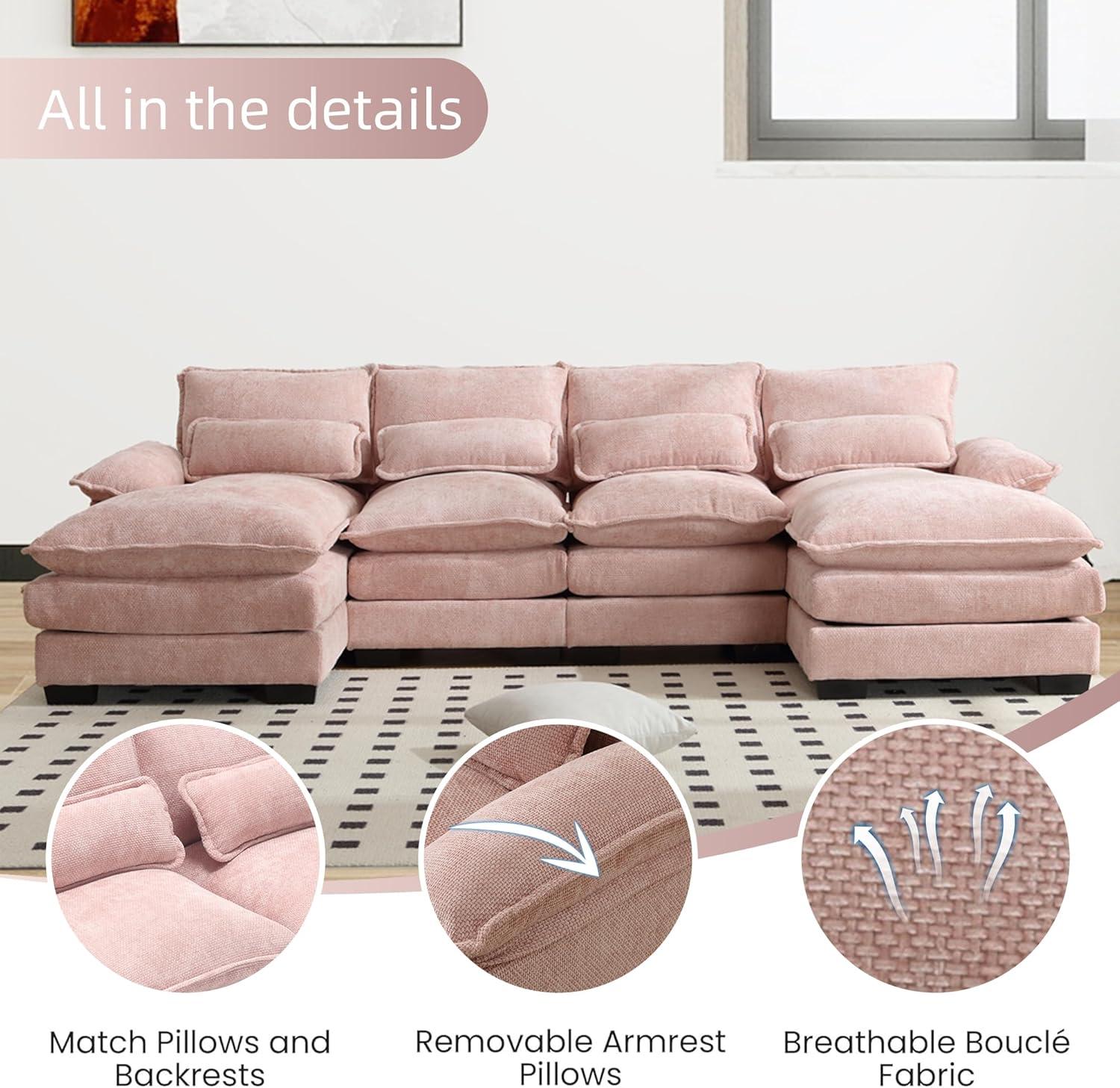 Latitude Run® Millan U Shape Sectional Sofa Cloud Couch, 110" Modern Chenille Comfy Modular Sofa