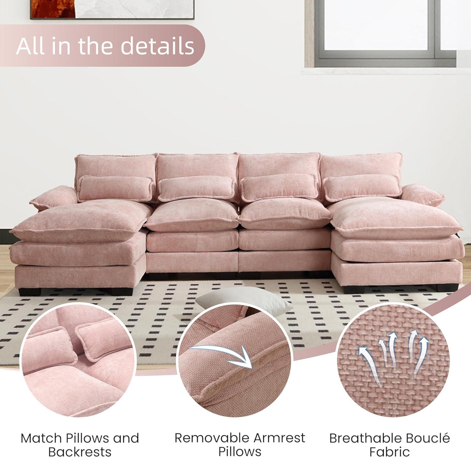 Latitude Run® Millan U Shape Sectional Sofa Cloud Couch, 110" Modern Chenille Comfy Modular Sofa