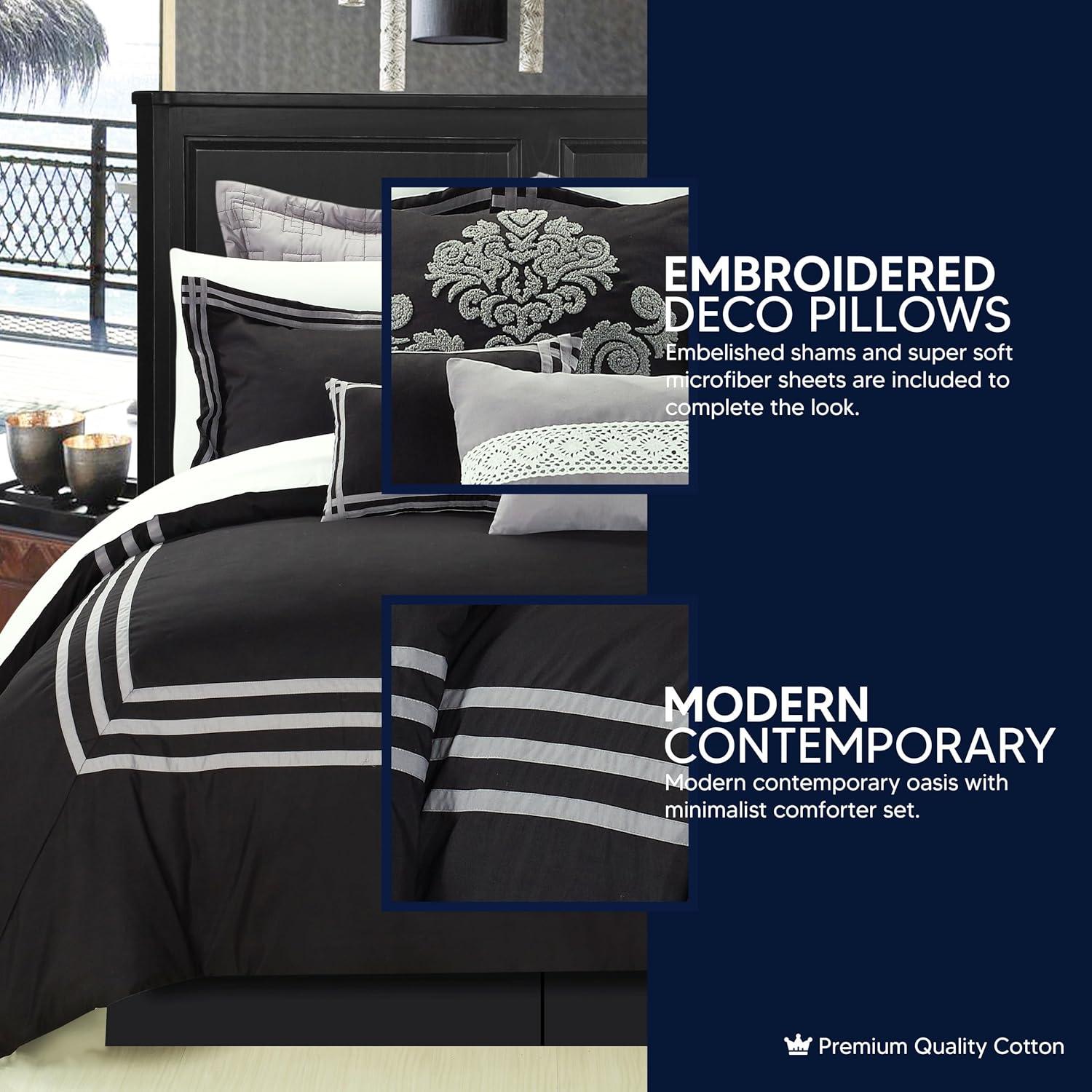 Chic Home 126CK111-US Cosmo Embroidered Comforter Set - Red - King - 8 Piece