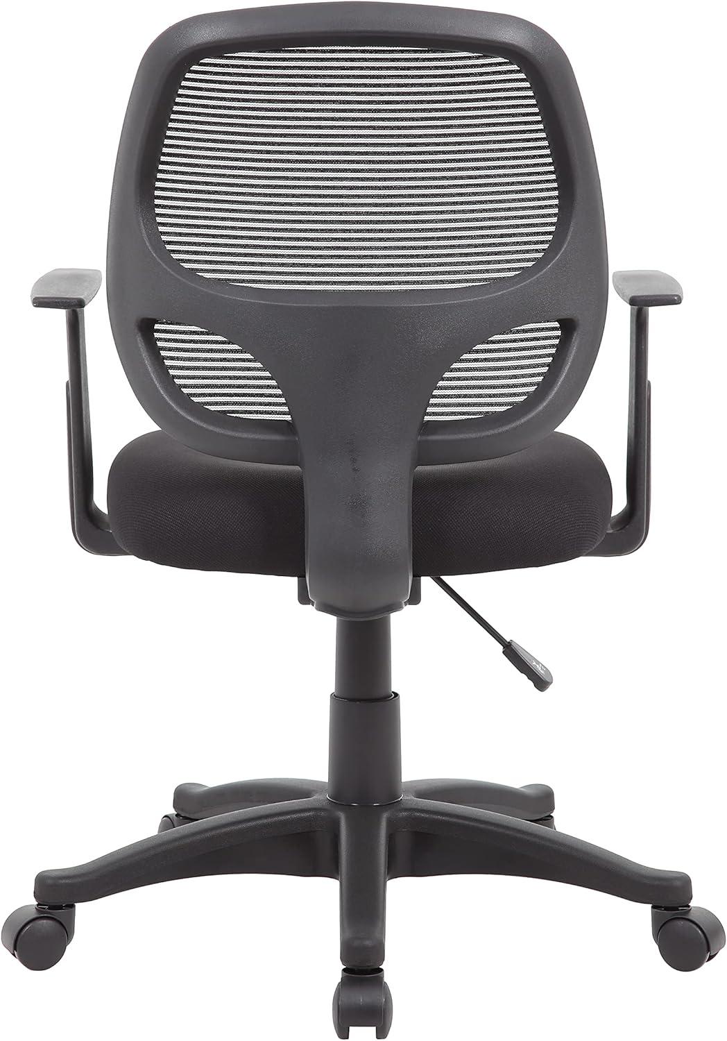 Black Mesh Task Chair with Fixed T-Arms and Lumbar Support