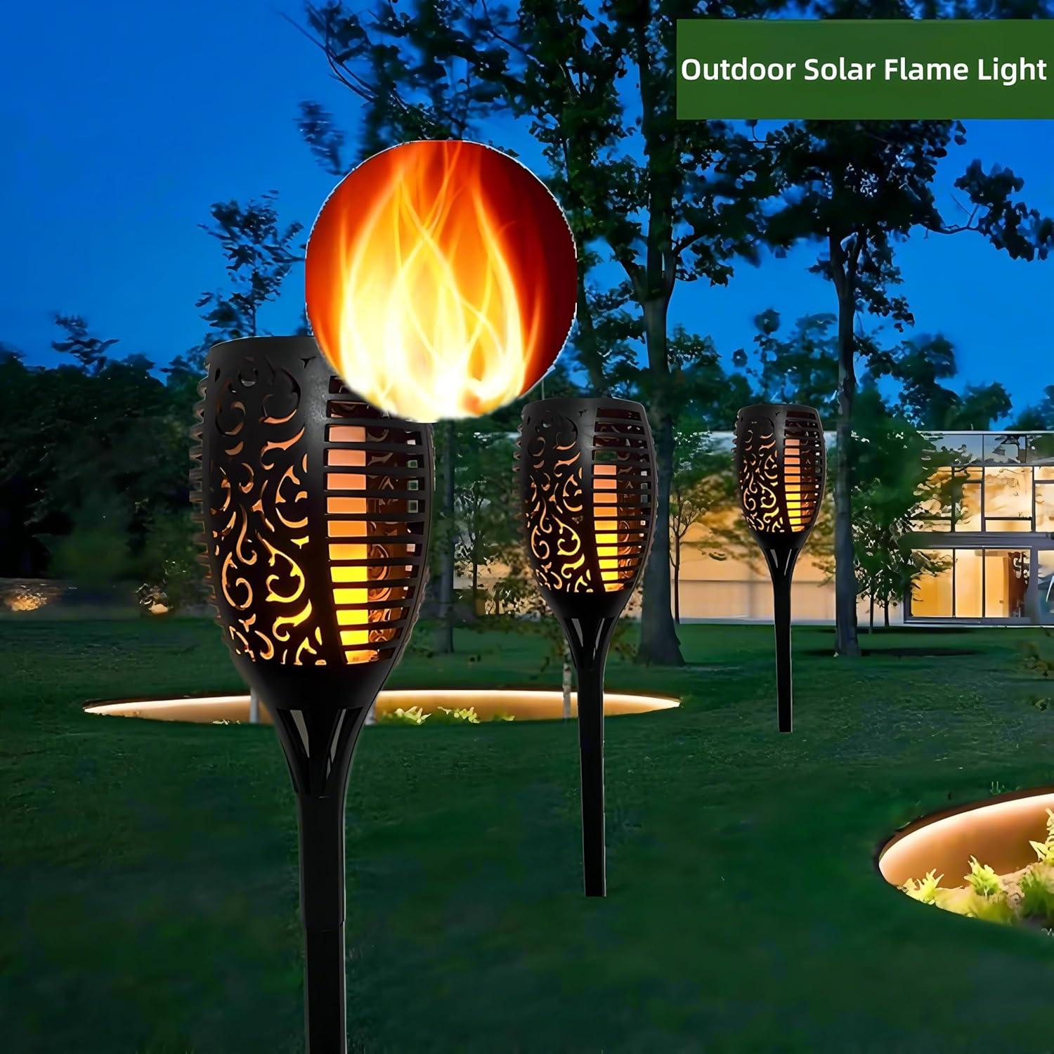 4 Pack Solar Lights Outdoor, Solar Torch Lights Outdoor Flickering Flame for Outdoor Decorations, Waterproof Garden Light Solar Powered , Torches Flame Light for Outside Yard Patio Lawn Garden Decor