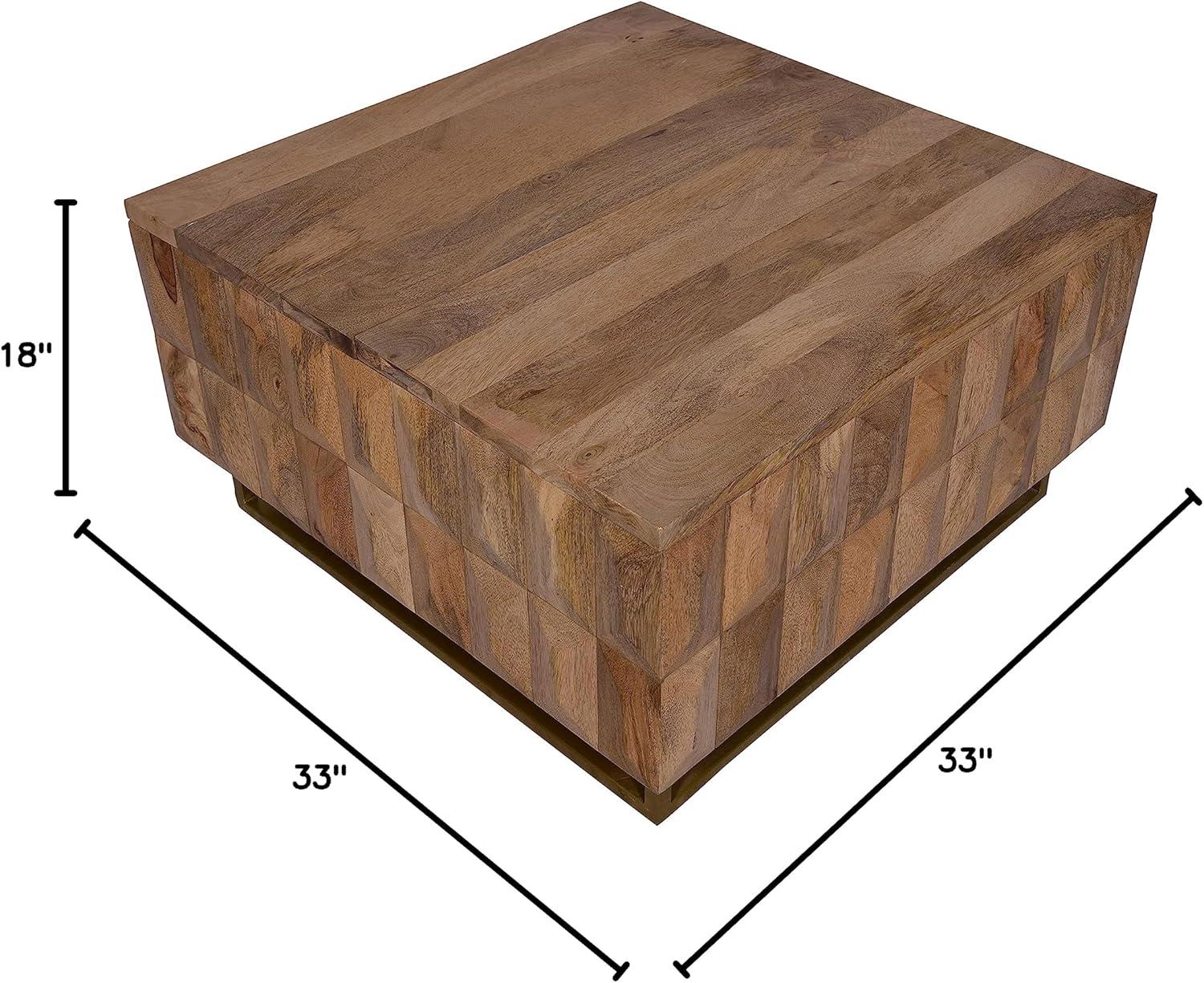 The Urban Port 33" Lift Top Storage Trunk Coffee Table Square Mango Wood Natural Brown