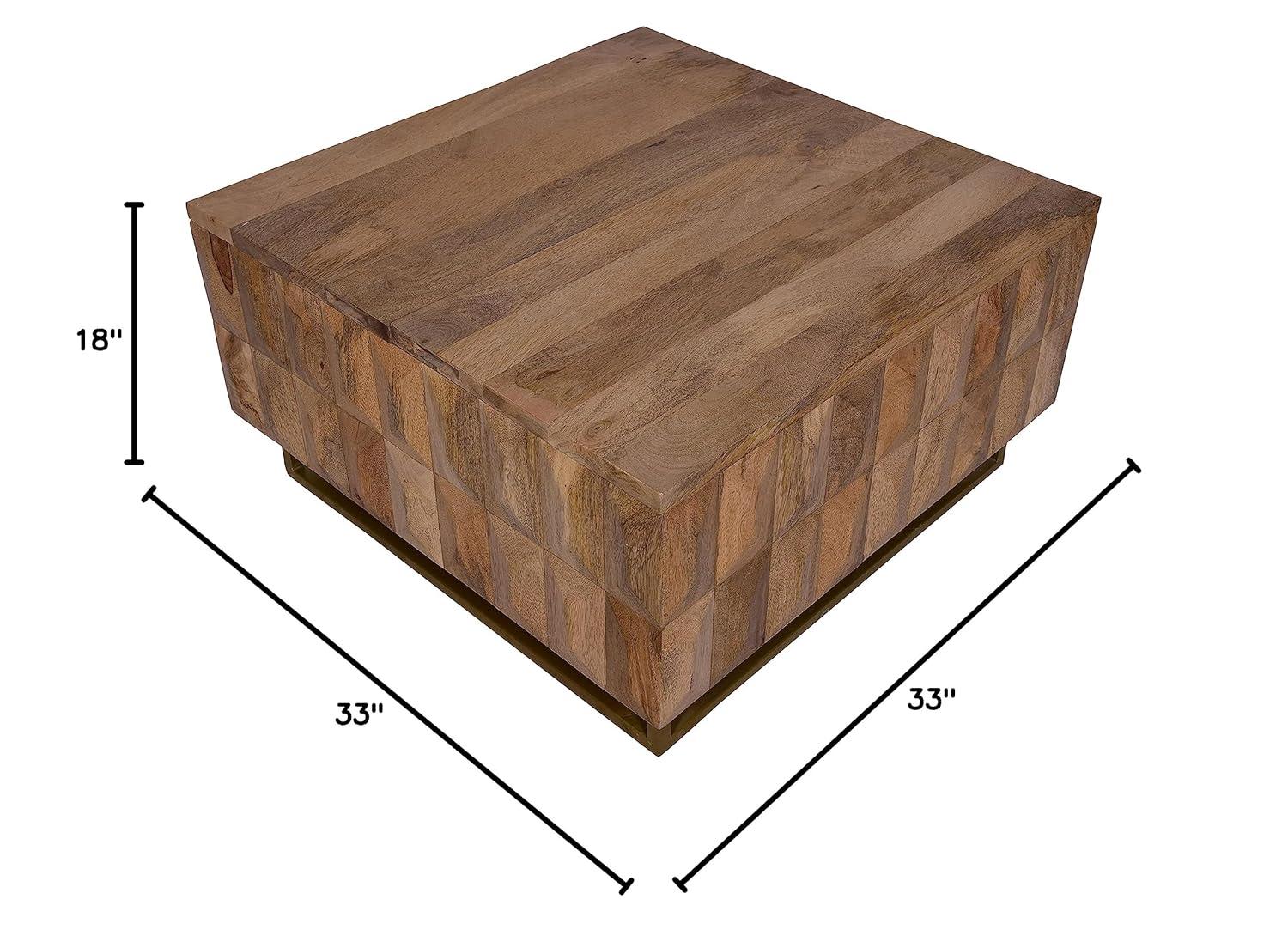 The Urban Port 33" Lift Top Storage Trunk Coffee Table Square Mango Wood Natural Brown