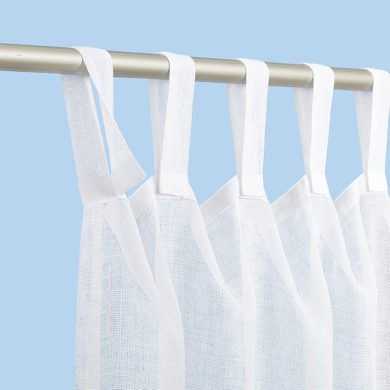 No. 918 84" x 50" White Solid Print Outdoor Curtain With Tab Top