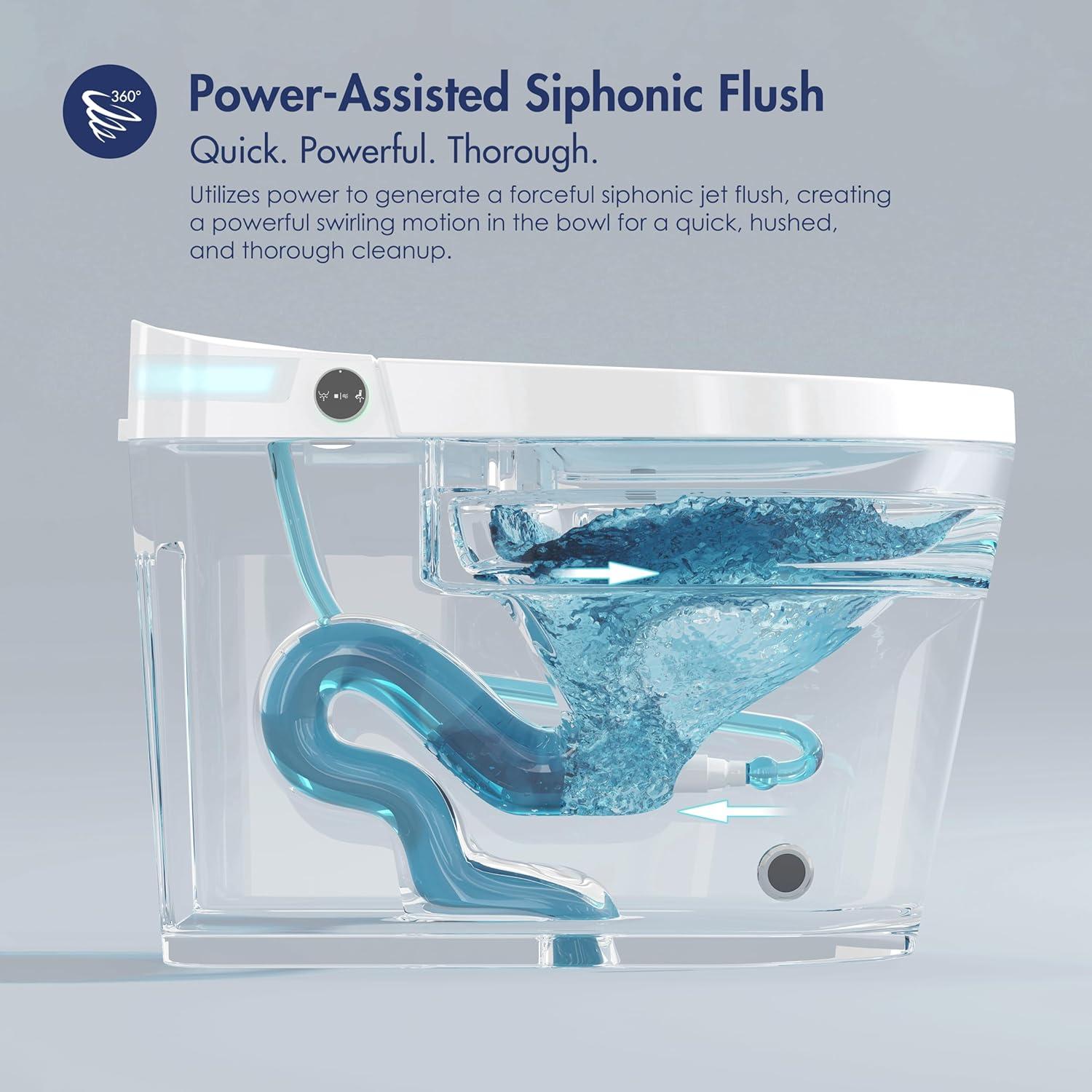 Eridanus White Vitreous China Smart Bidet Toilet with Heated Seat and Remote Control