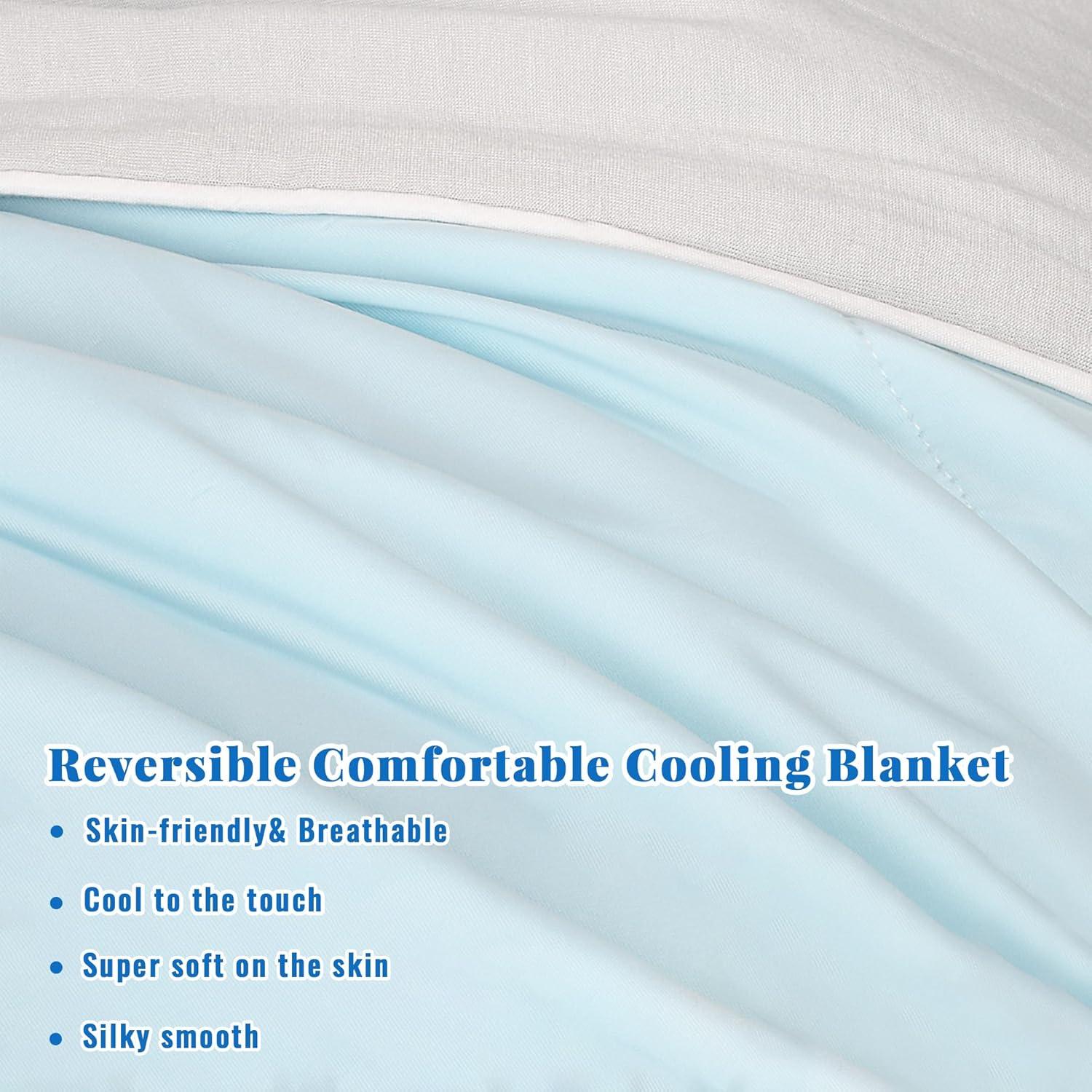 Catalonia Reversible Cooling Blanket, Lightweight Summer Comforter for Hot Sleepers, Silky Soft Summer Duvet Throw Size, 50 x 60 inches, Soft Breathable