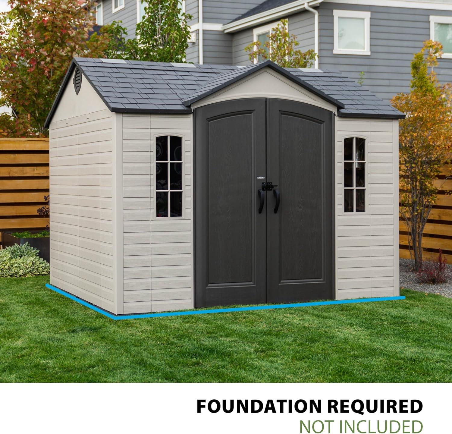 10 Ft. x 8 Ft. High-Density Polyethylene Outdoor Storage Shed with Steel-Reinforced Construction