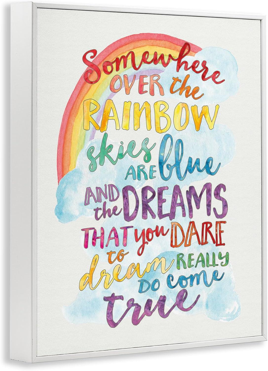 Stupell Industries Somewhere Over the Rainbow With Rainbow Graphic Art White Framed Art Print Wall Art, 11x14, by Erica Billups