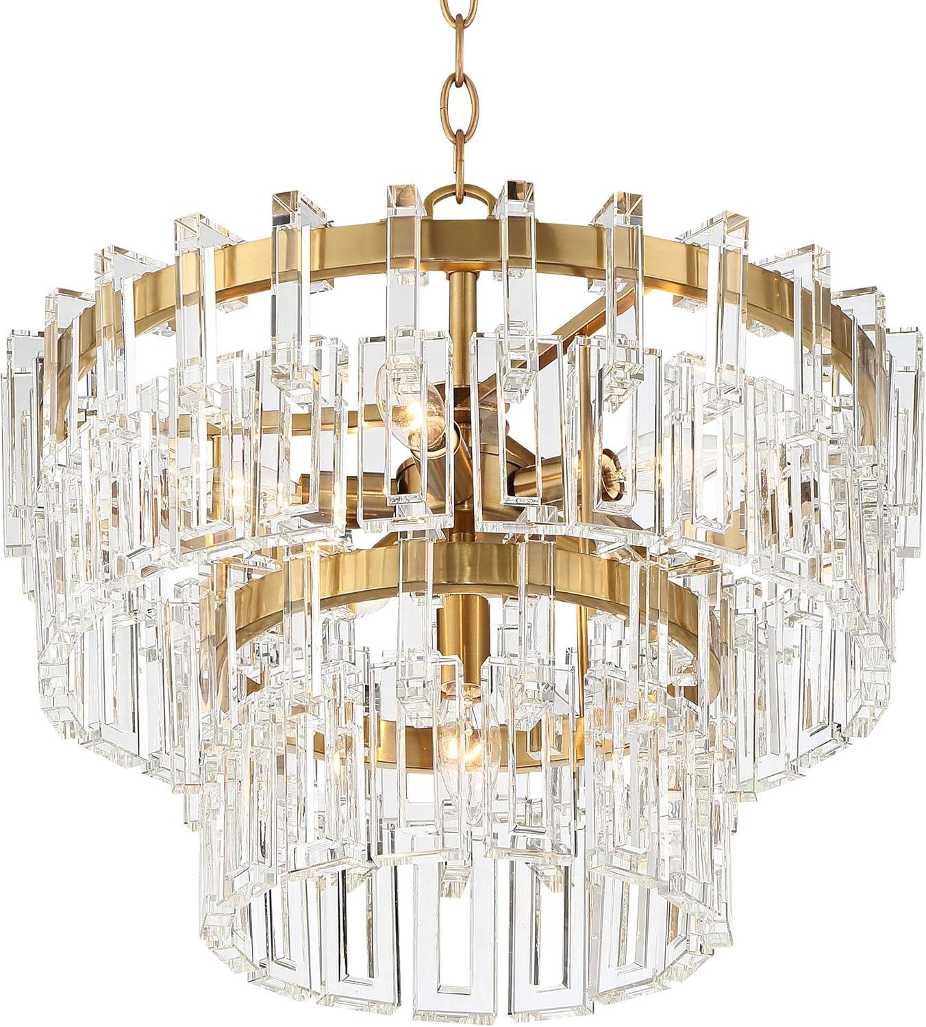 Vienna Full Spectrum Luxum Burnished Brass Chandelier 18 3/4" Wide Modern Tiered Crystal 6-Light Fixture for Dining Room House Foyer Kitchen Island