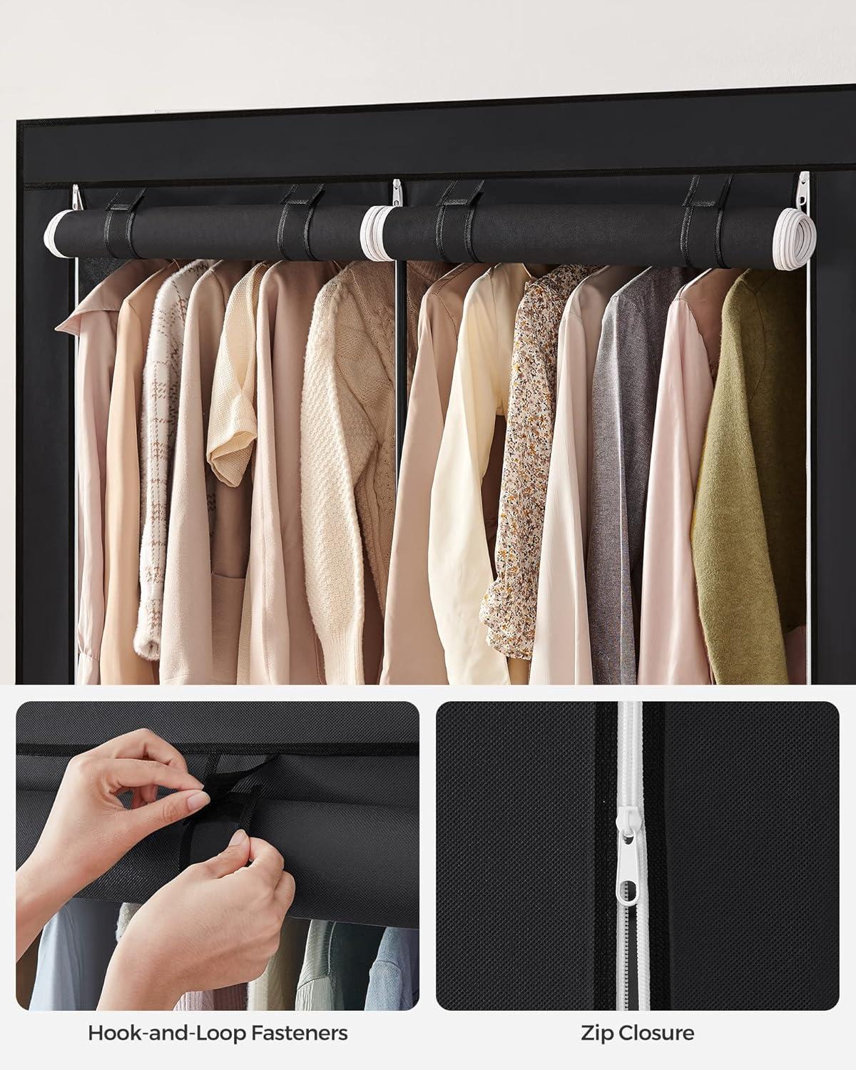 SONGMICS Closet Storage Organizer, Portable Wardrobe, Black