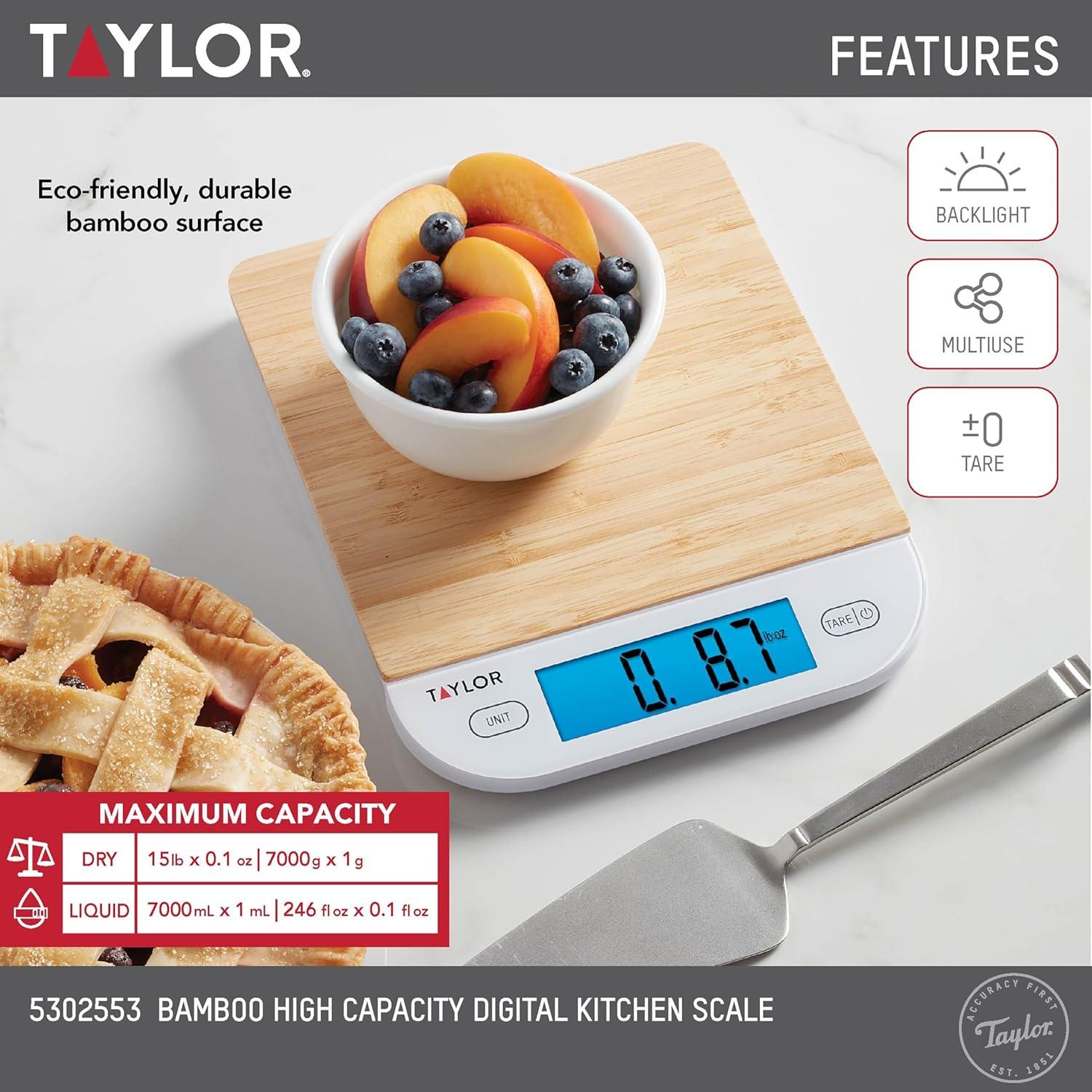 Taylor Taylor Digital Eco-Friendly Bamboo Kitchen Food Scale