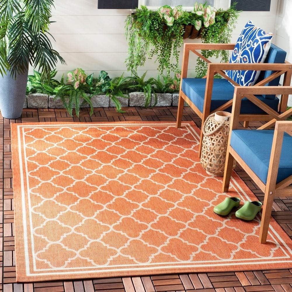 Green and Beige Rectangular Synthetic Outdoor Area Rug