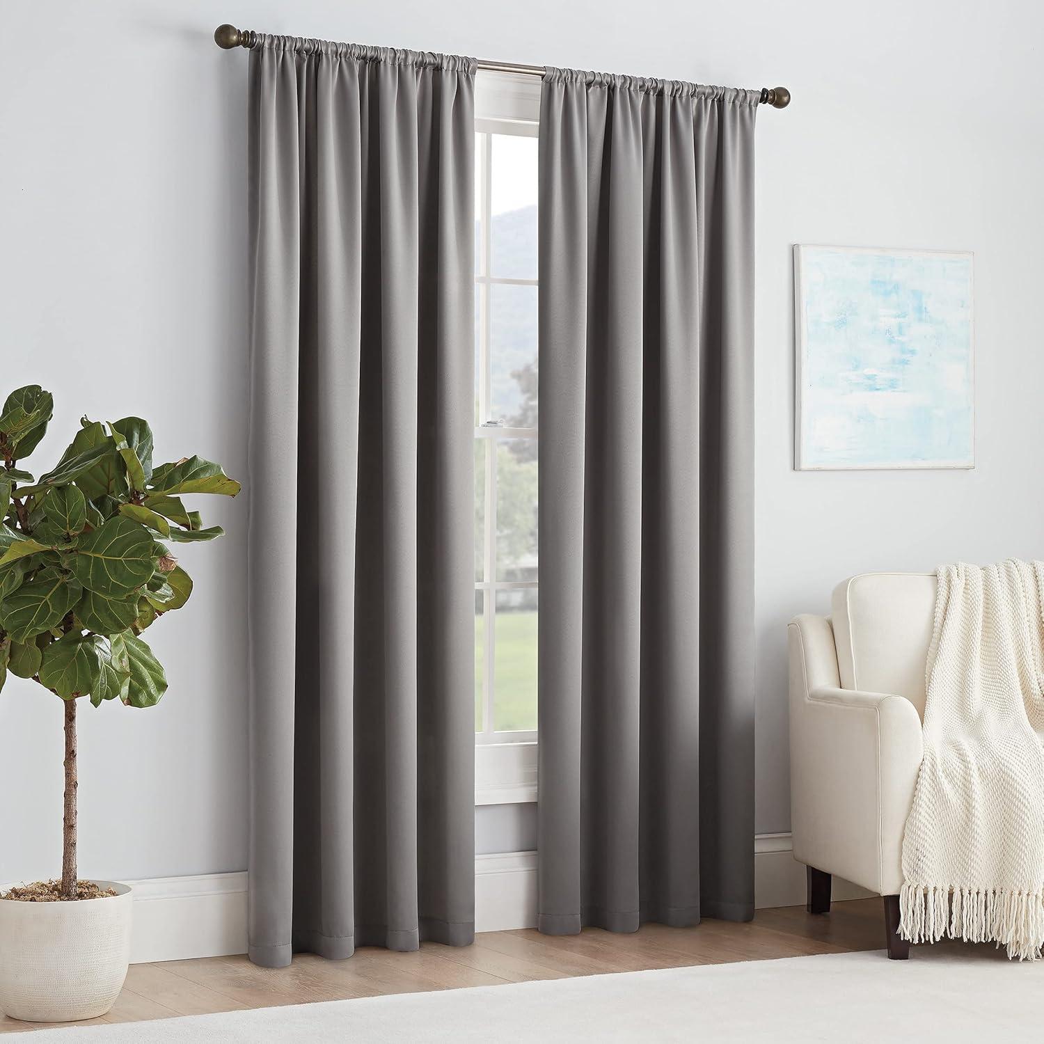 Gray Polyester Room Darkening Curtain Panel 54 x 63