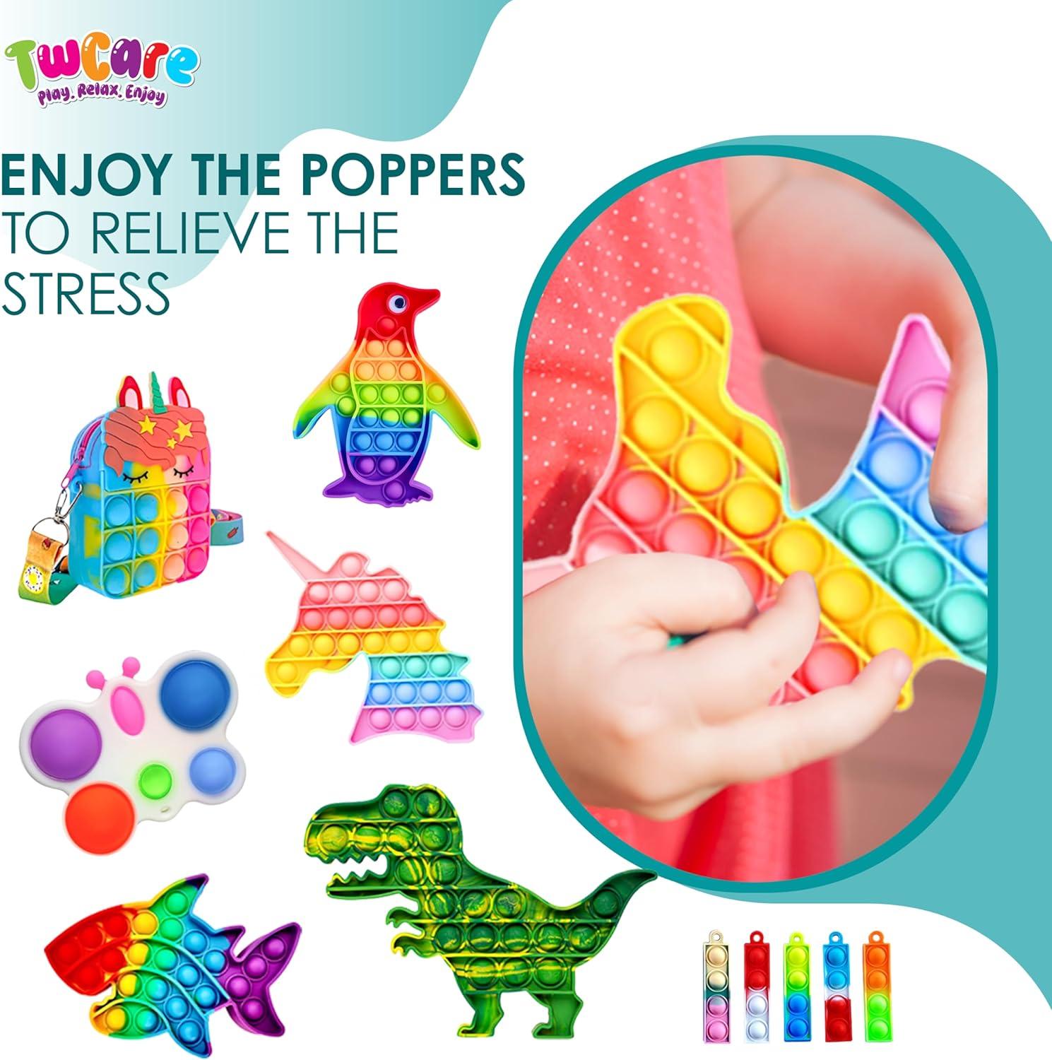 120 Pack Fidget Toys Set,Pop Sensory Party Favors Gifts for Kid Adult Boy Girl ADHD Autism Stress Relief Stocking Stuffers Autistic Bulk Goodie Bag Pinata Filler Treasure Box Classroom Prizes School