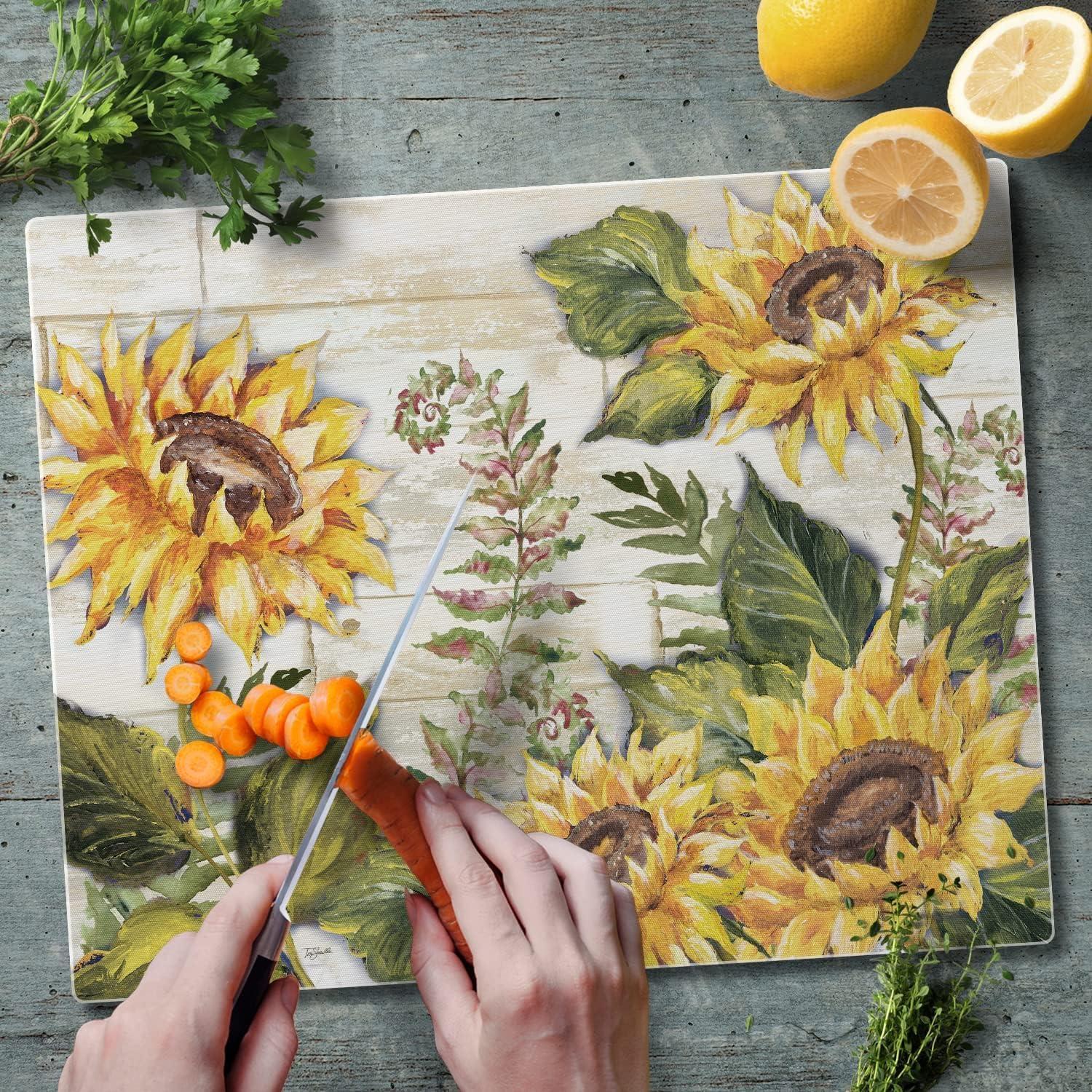 CounterArt Glass Sunflowers Cutting Board