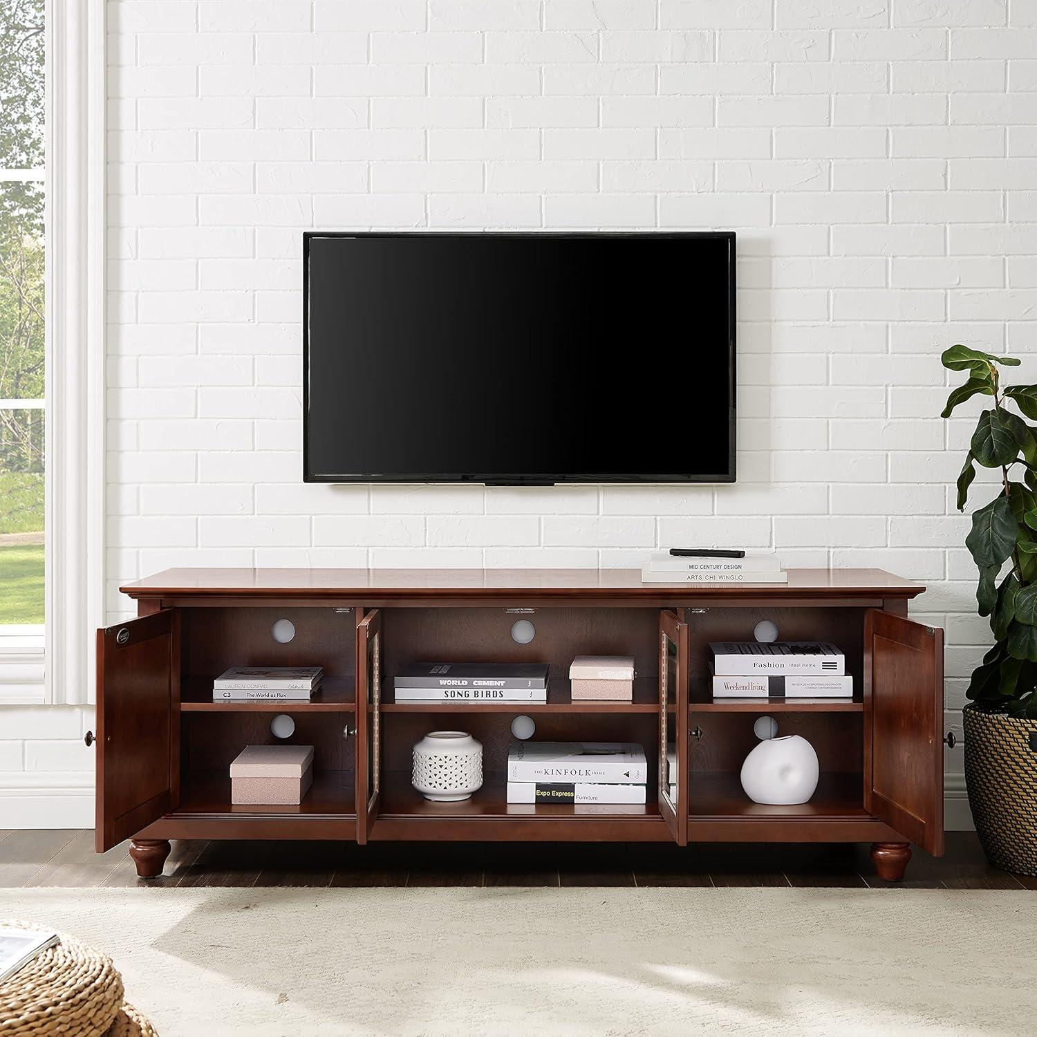 Cambridge TV Stand for TVs up to 60" Dark Red - Crosley: Entertainment Center with Adjustable Shelves & Cable Management